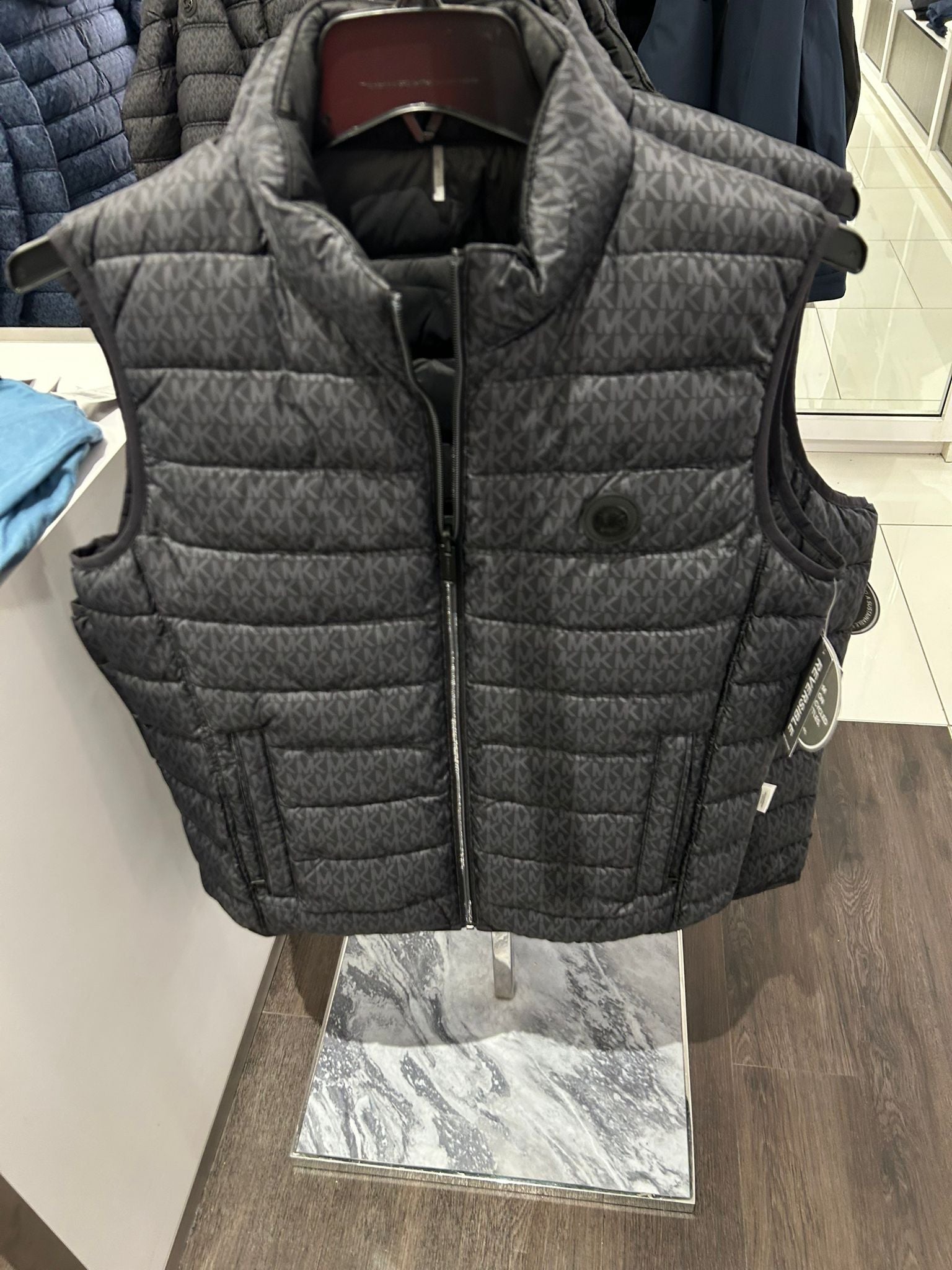 Mens' Michael Kors Abbou Signature Logo Reversible Vest Black