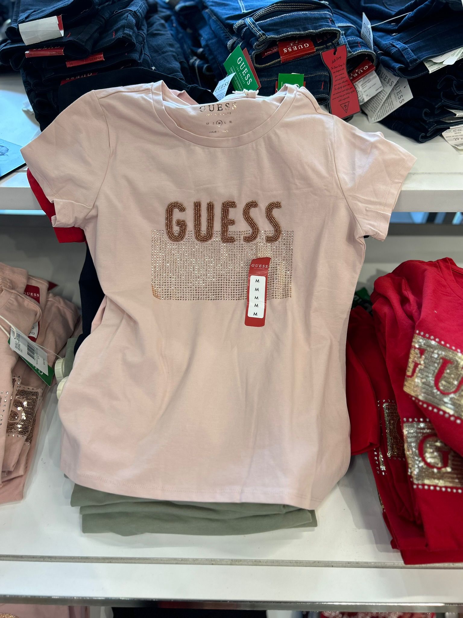 Women Guess Lisey Rhinestone Logo Tee