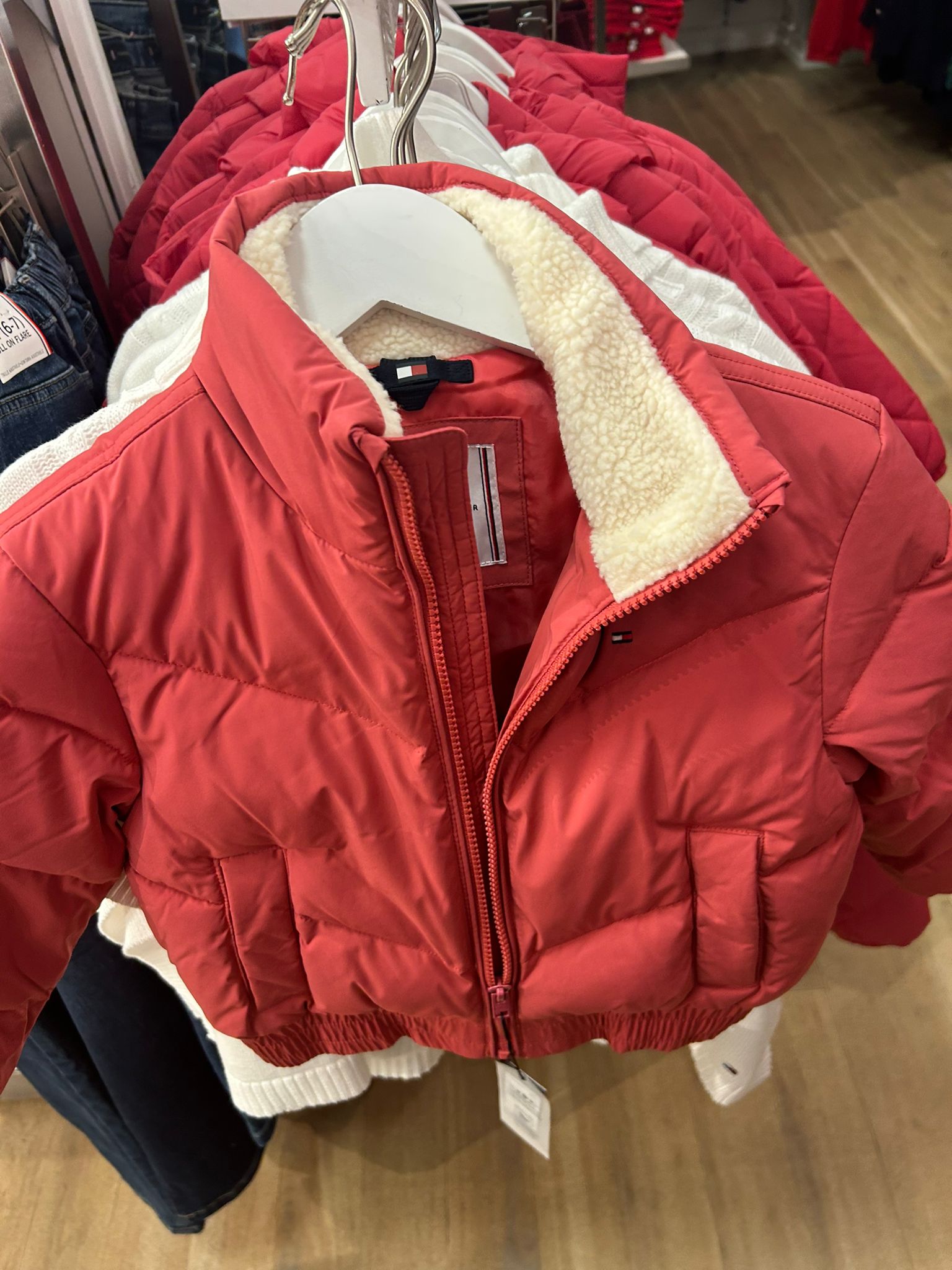 TOMMY Girls Teddy Collar Quilted Puffer Jacket Heritage Pink
