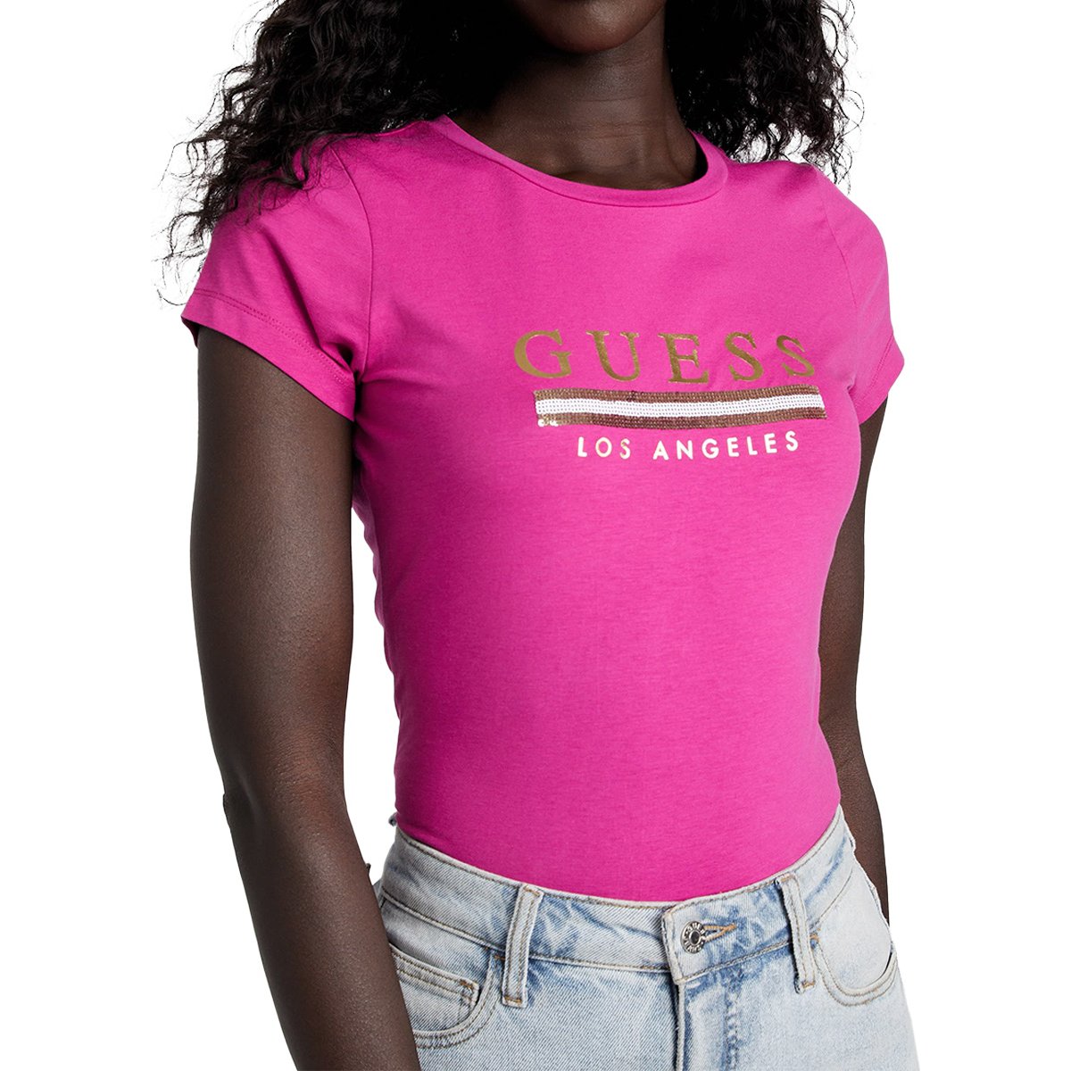 Women Playera Guess Factory Rosa
