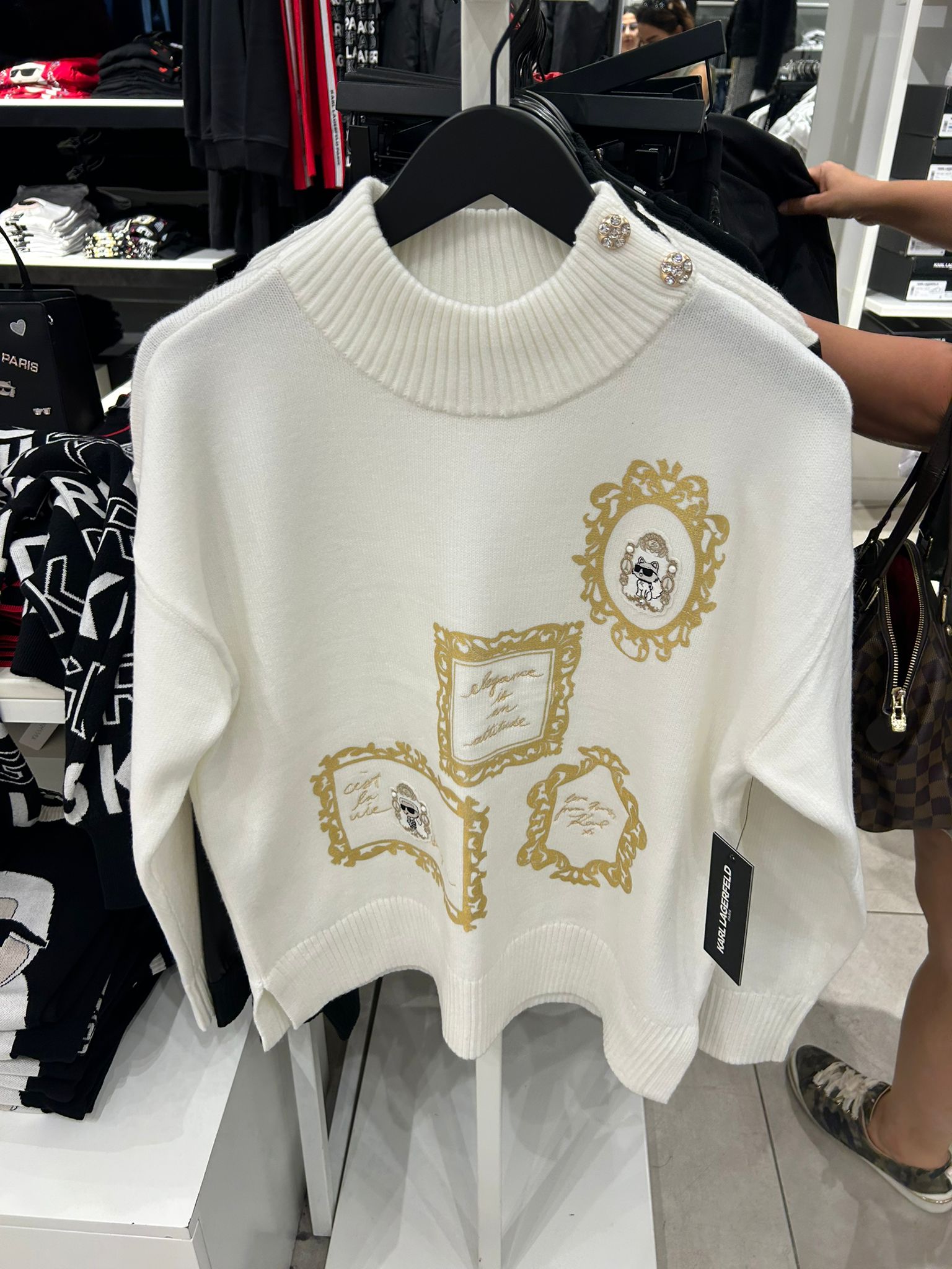 Karl Lagerfeld Paris Women's KARL AND CHOUPETTE FRAME SWEATER