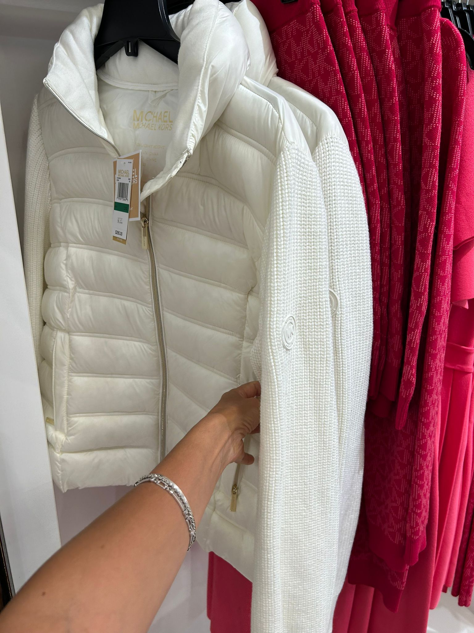 Michael Kors WOMENS' Quilted Nylon and Knit Jacket