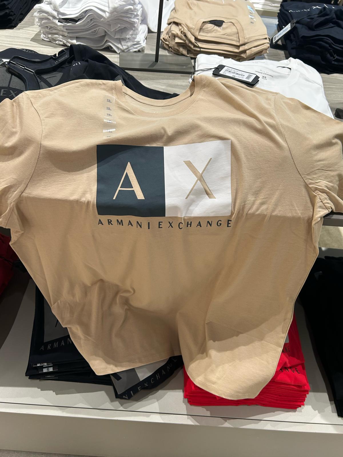 Armani Exchange Men's Logo Box On Front / BEIGE