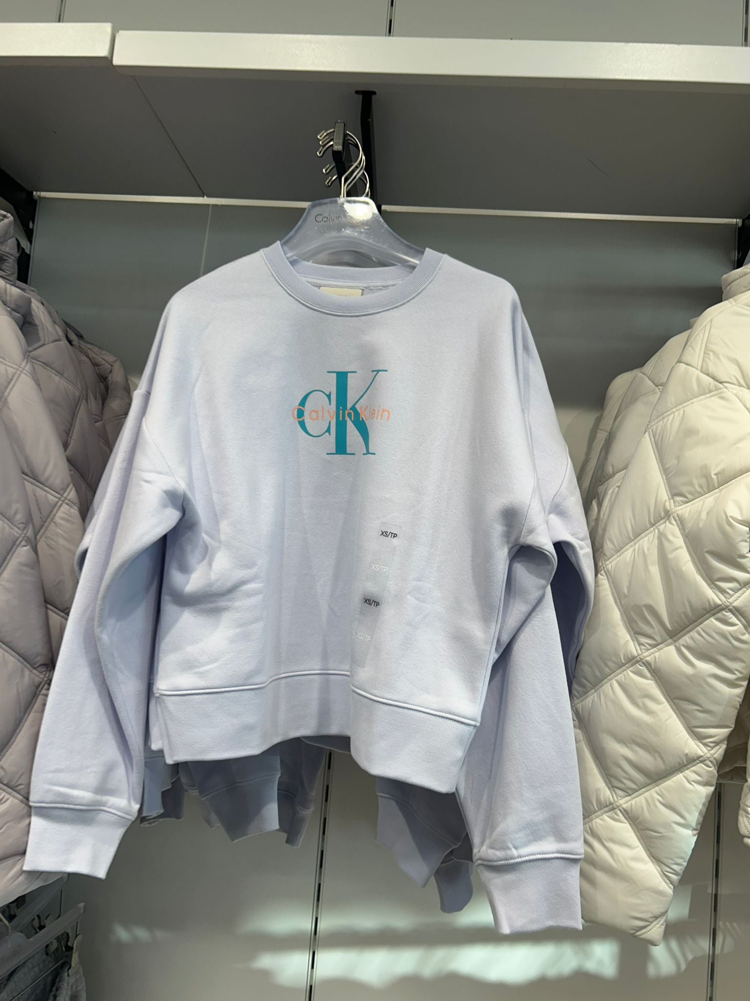 Calvin Klein Womens' Monogram Logo Fleece Relaxed Sweatshirt Lacey Lilac
