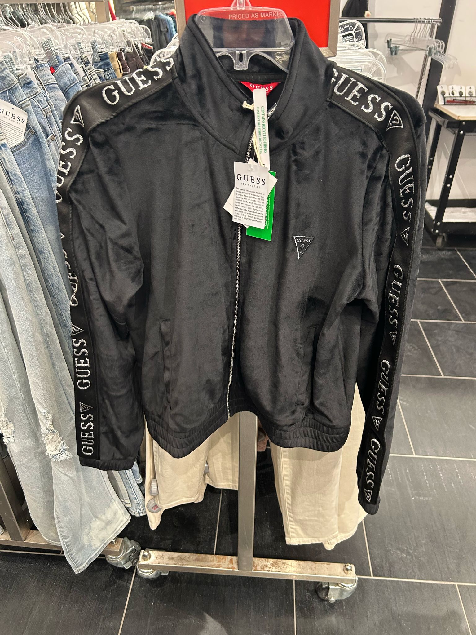 Guess Women Eco Janess Logo-Tape Velour Jacket