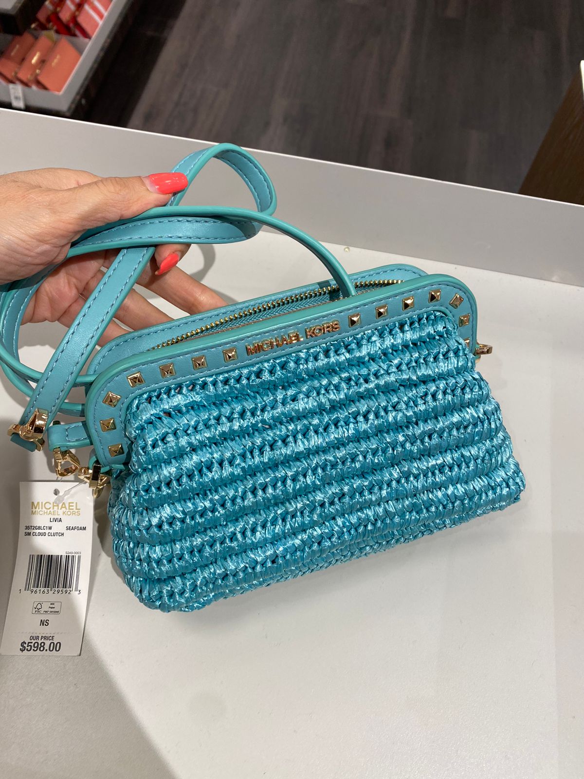Womens' MICHAEL KORS Livia Small Cloud Clutch Seafoam
