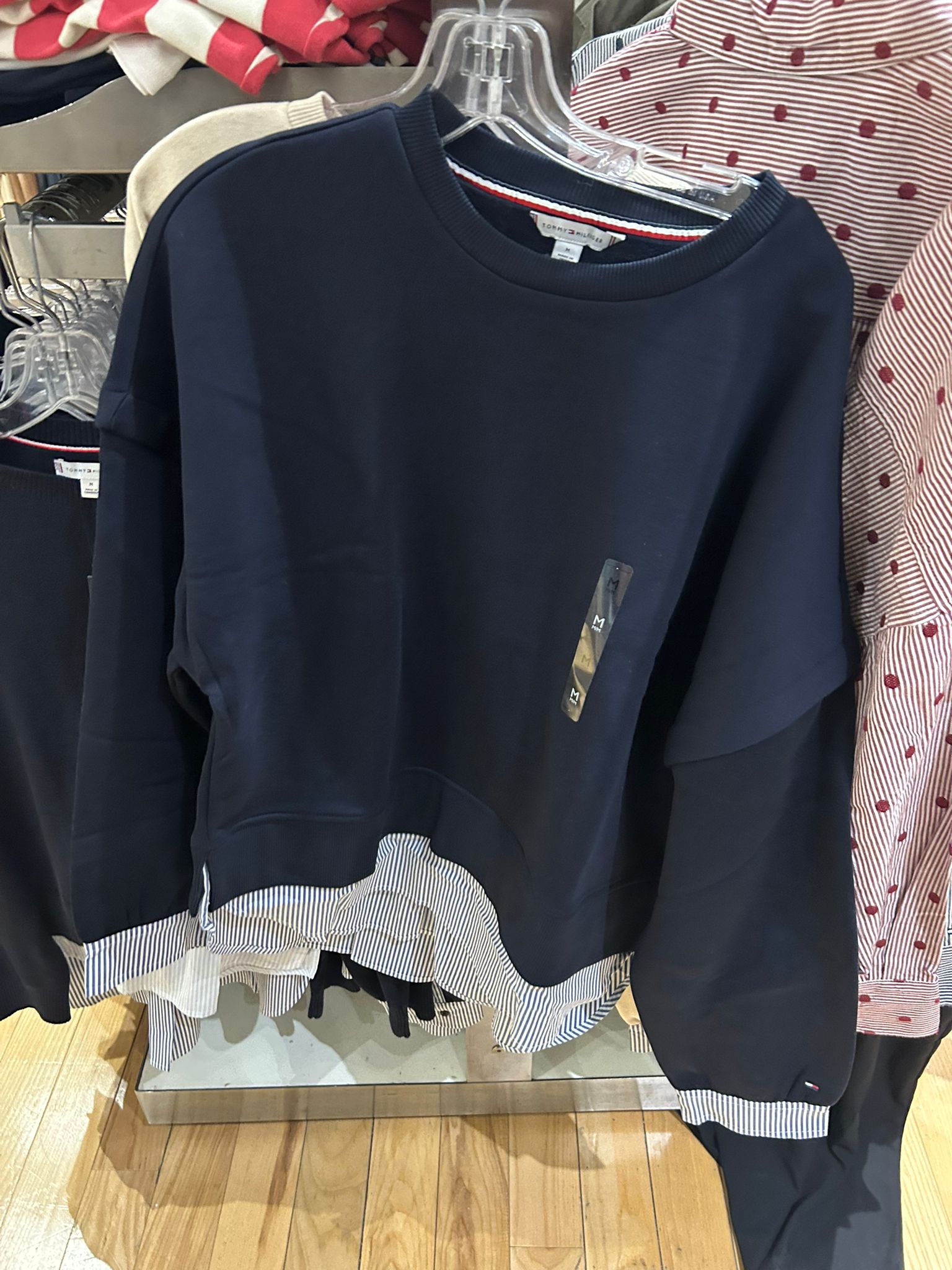 Womens' Tommy Layered-Look Fleece Sweatshirt Navy