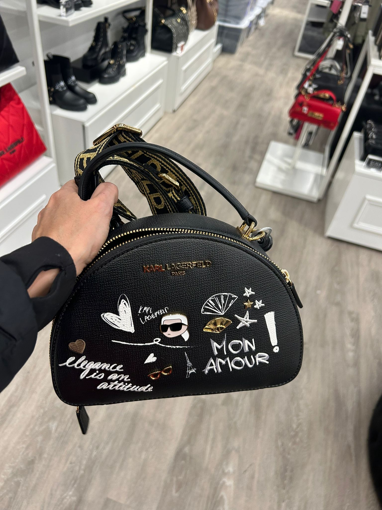 Karl Lagerfeld Womens' BELLAMY CROSSBODY WITH CATE PINS