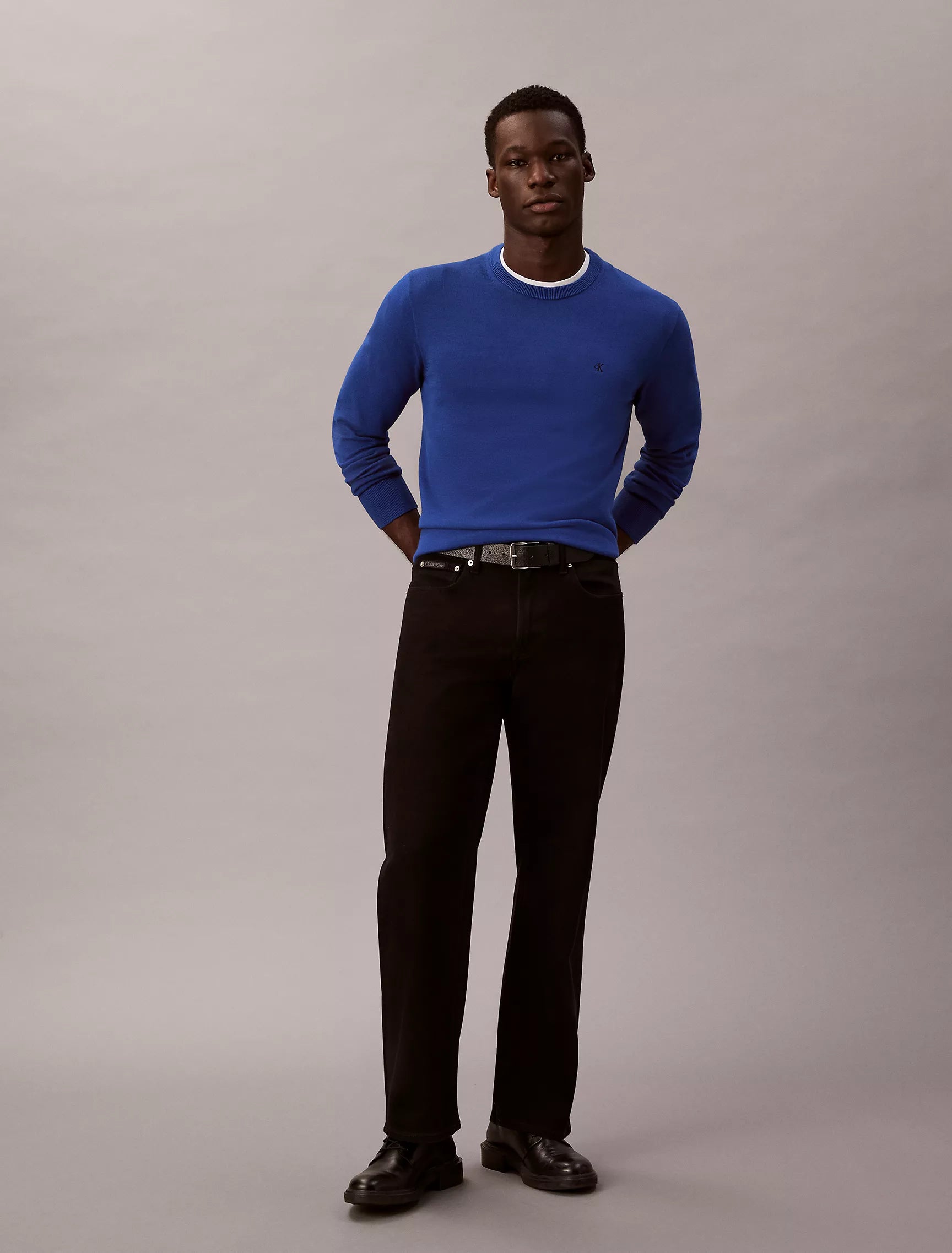 CALVIN KLEIN Mens' Smooth Cotton Sweater Admiral Blue