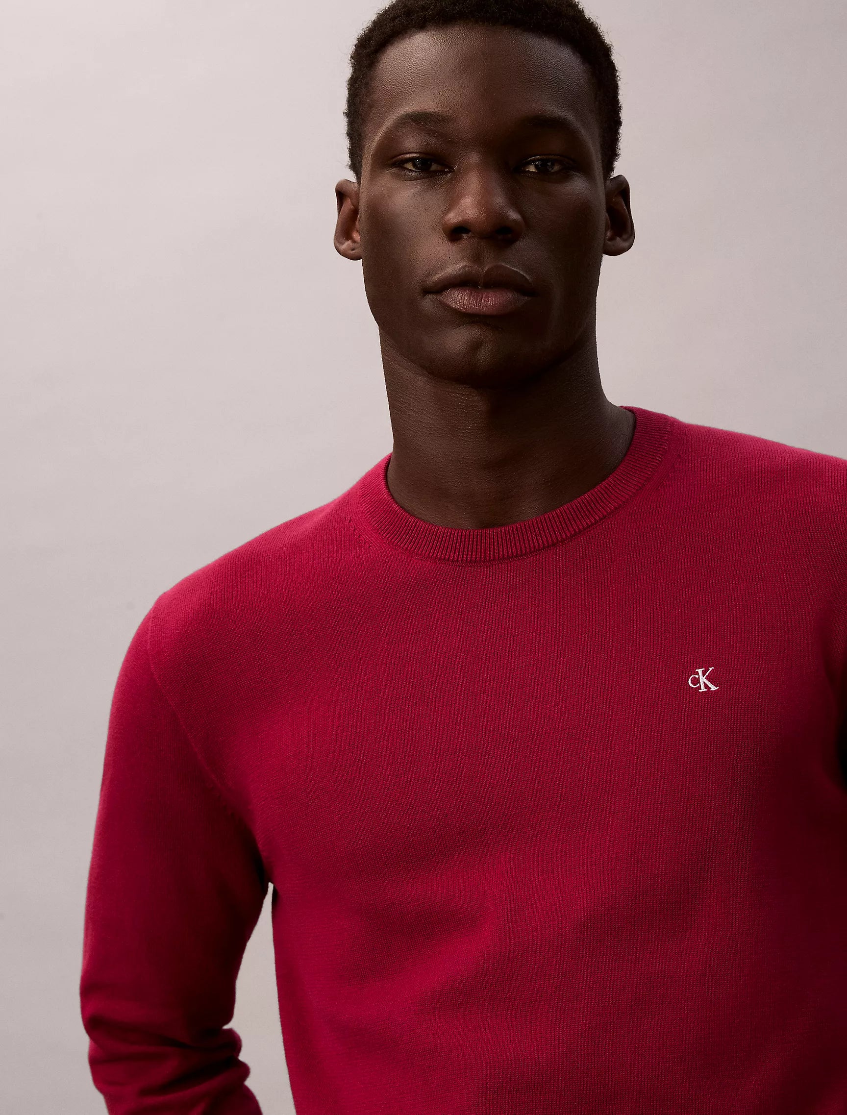CALVIN KLEIN Mens' Smooth Cotton Sweater Beet Red