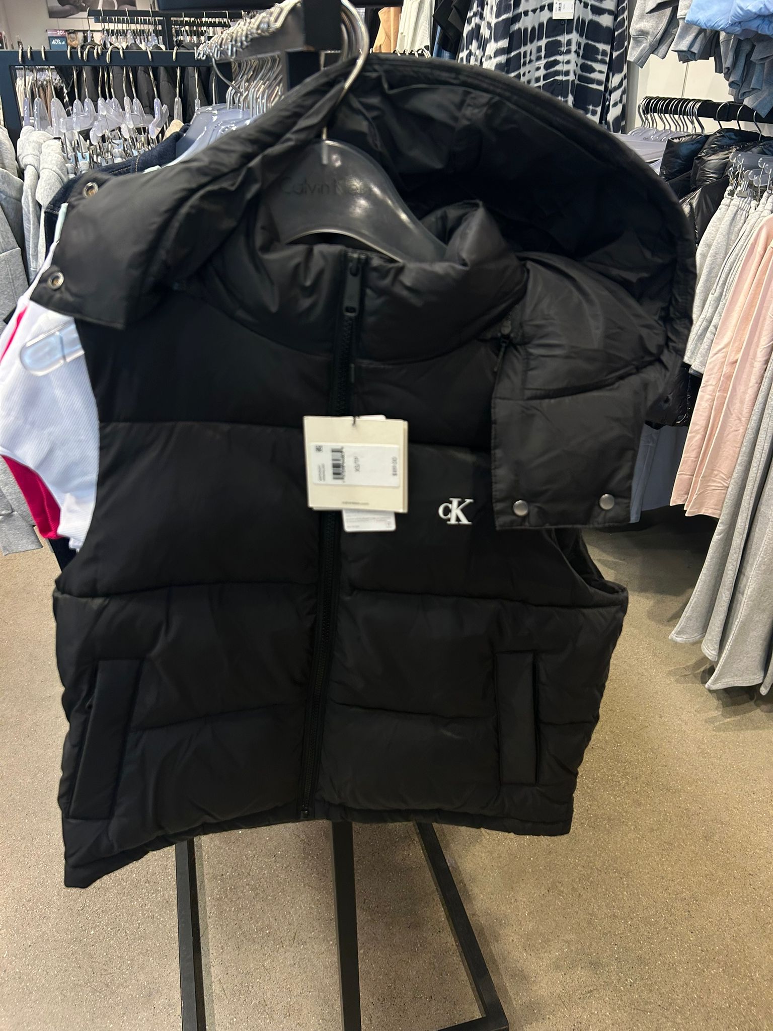 Calvin Klein Womens' Nylon Monogram Puffer Vest BLACK