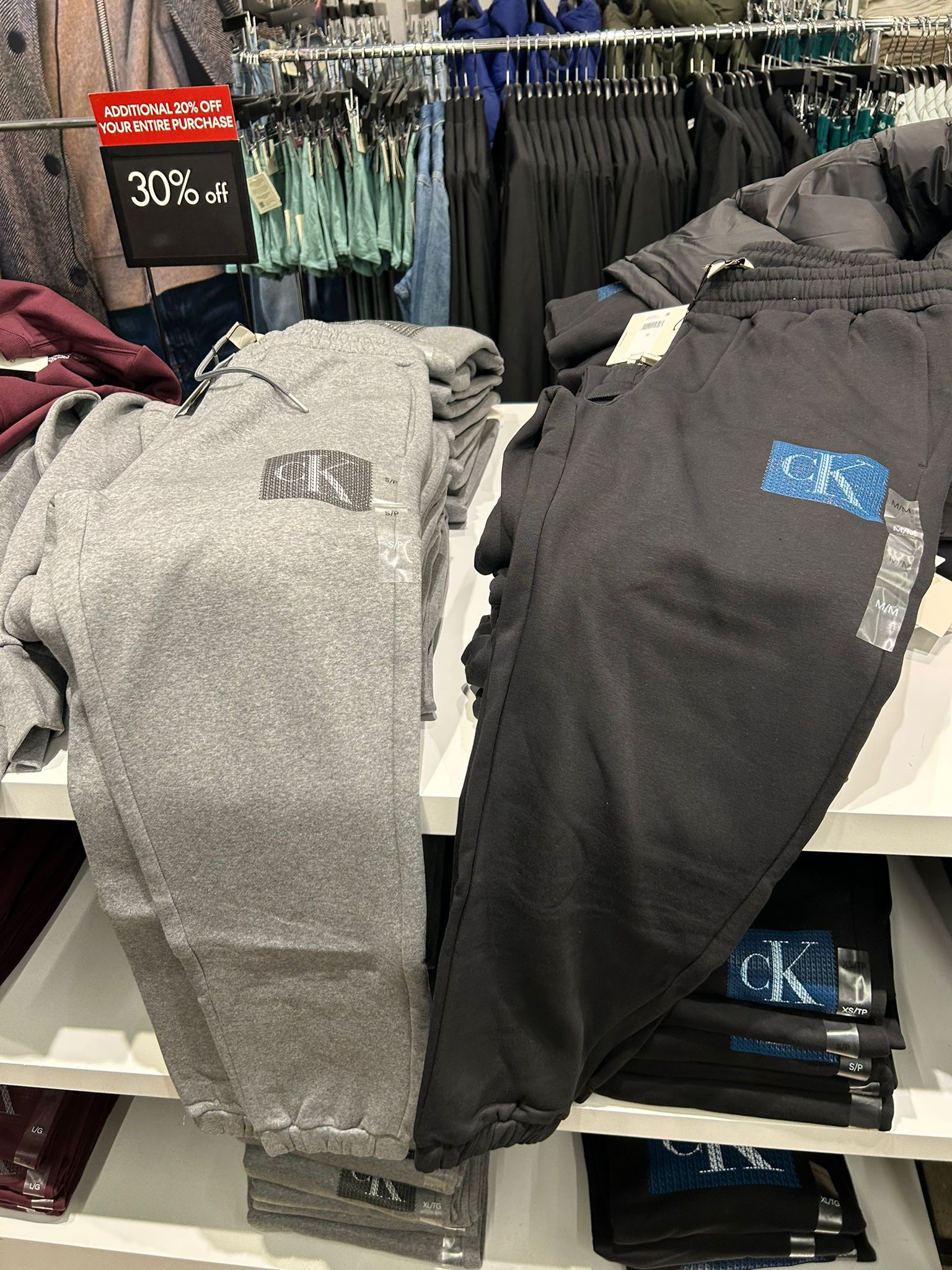 CALVIN KLEIN Mens' Fleece Layered Monogram Graphic Sweatpants Grey Heather