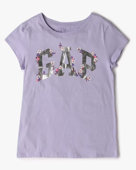 Girls GAP Brand Print Regular Fit Round-Neck T-Shirt