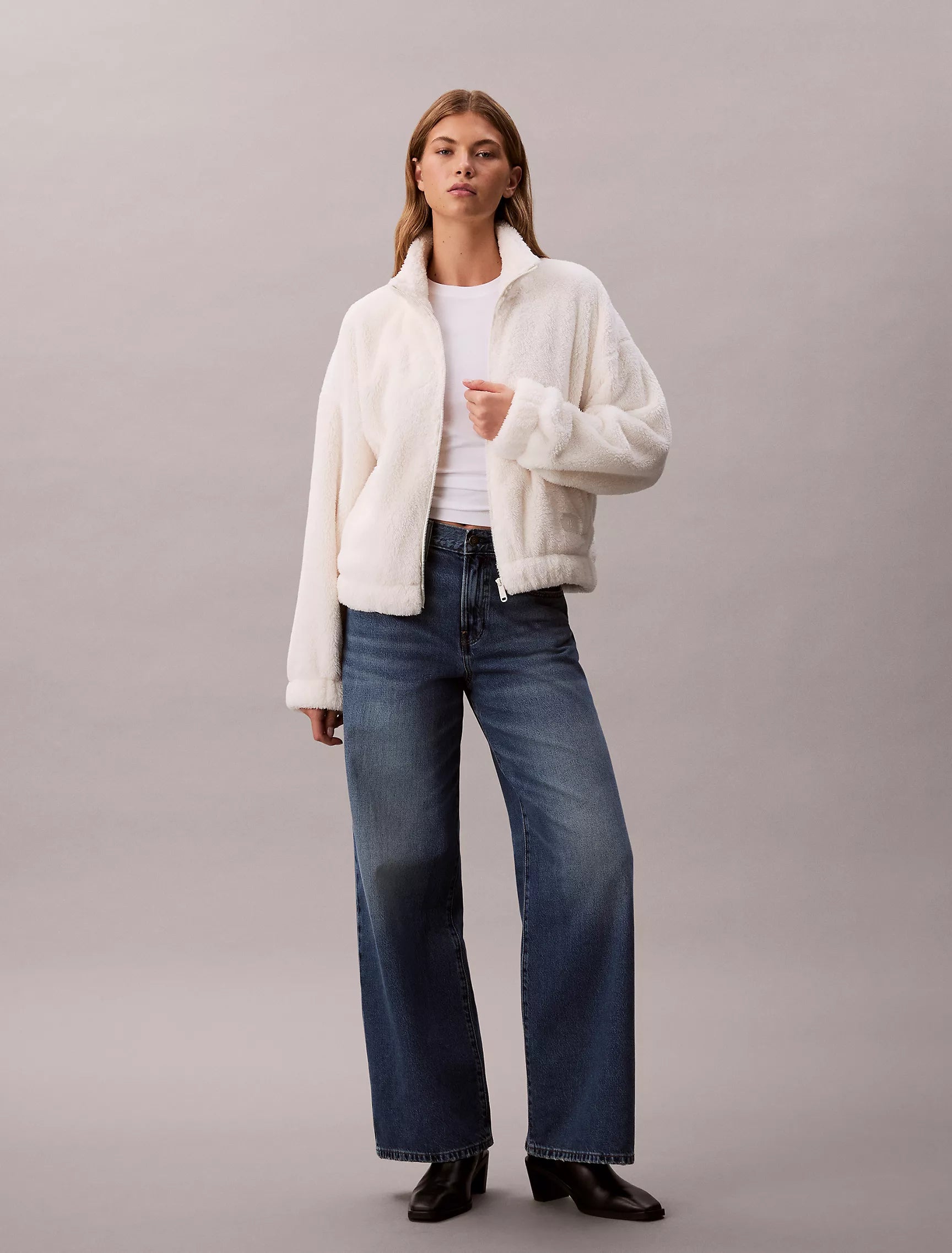 Calvin Klein WOMENS' Sherpa Jacket WHITE