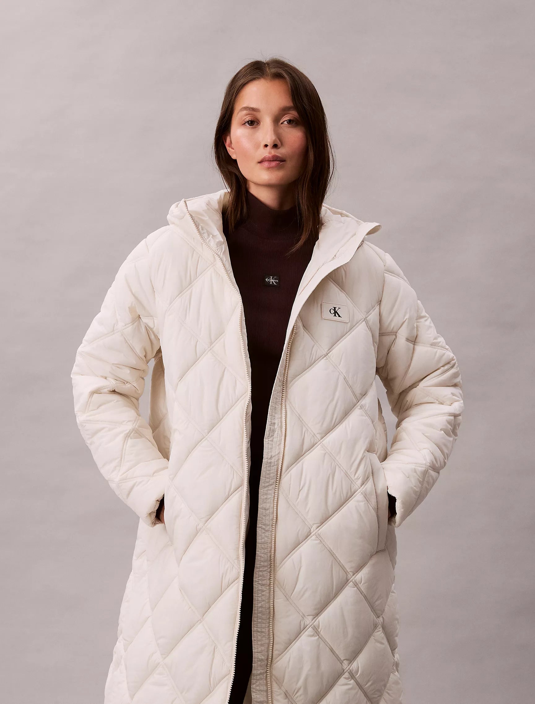 Calvin Klein Womens' Long Hooded Puffer Jacket