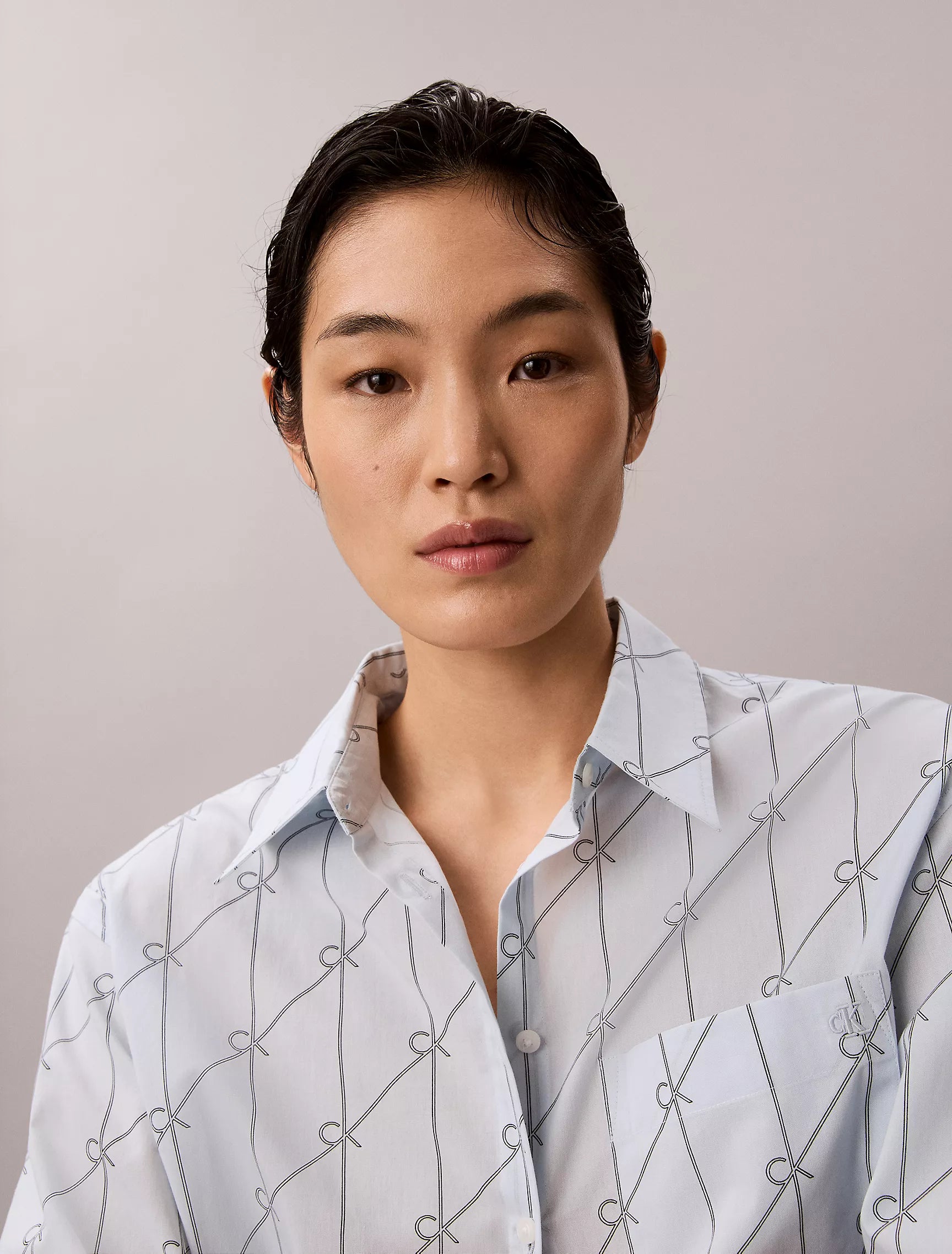 Calvin Klein Women's Cotton Poplin Relaxed Button-Down Shirt-Ballad Blue