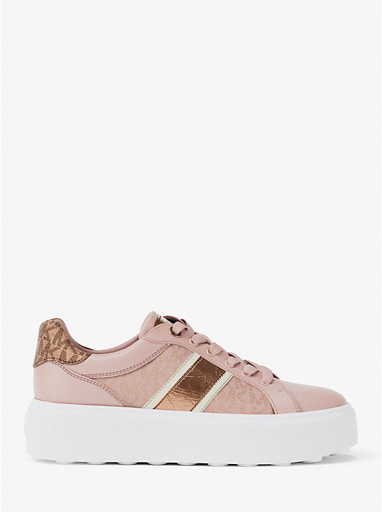 Michael Kors WOMENS' Romey Signature Logo Stripe Platform Sneaker POWDER BLUSH
