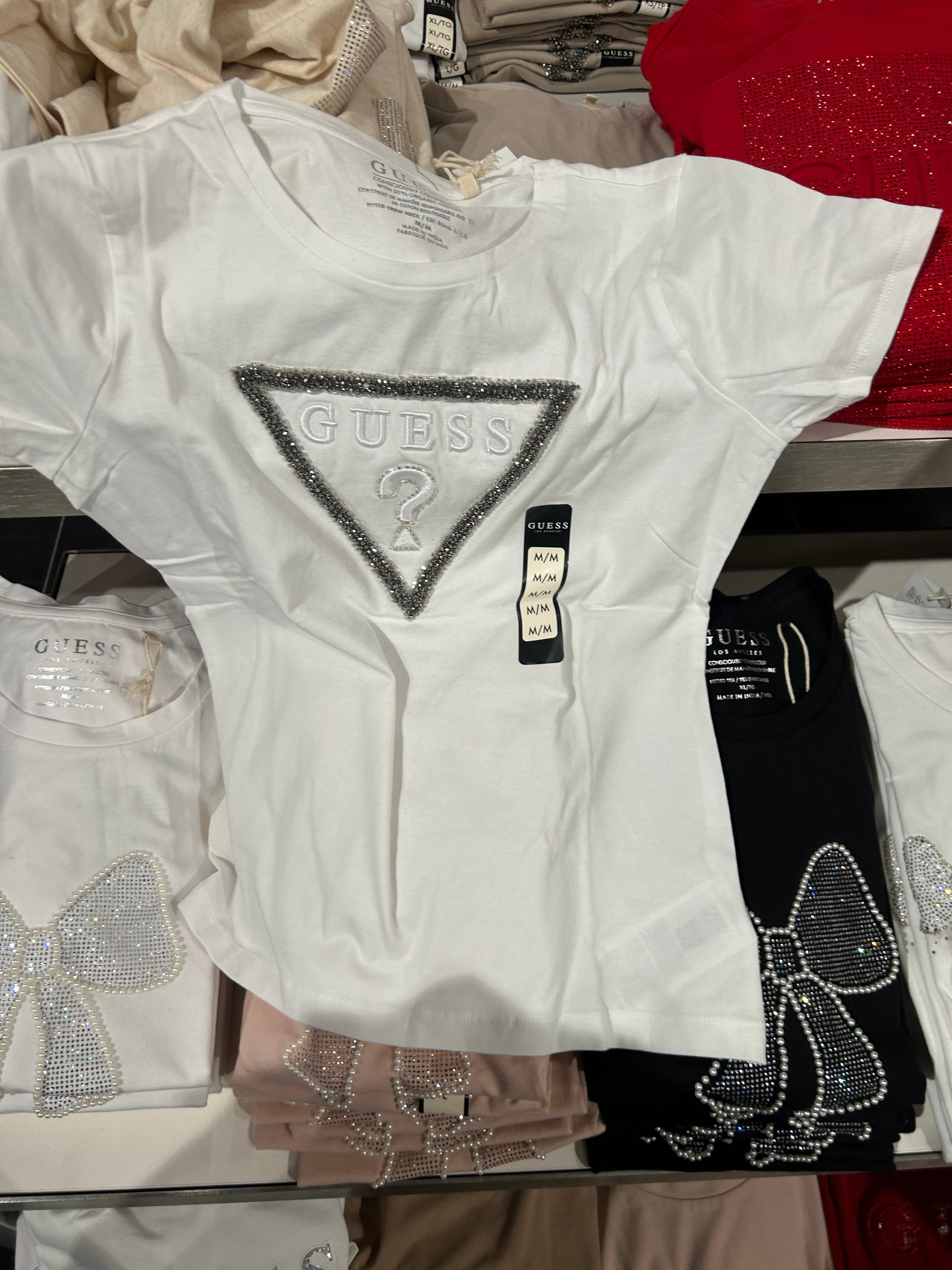 Guess Womens' Carlee Triangle Tee - White