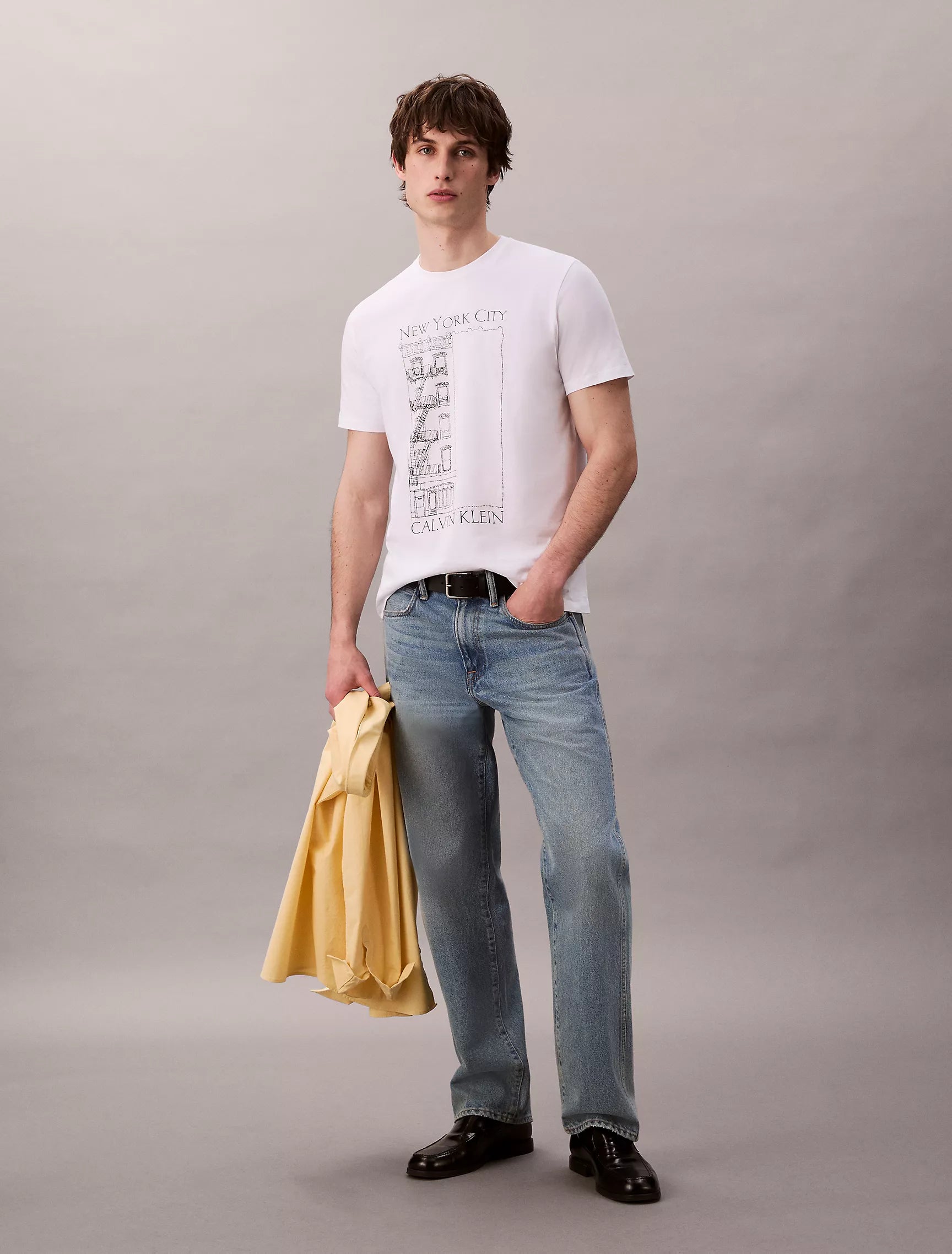 Calvin Klein MENS' Apartment Logo Graphic Classic T-Shirt / WHITE