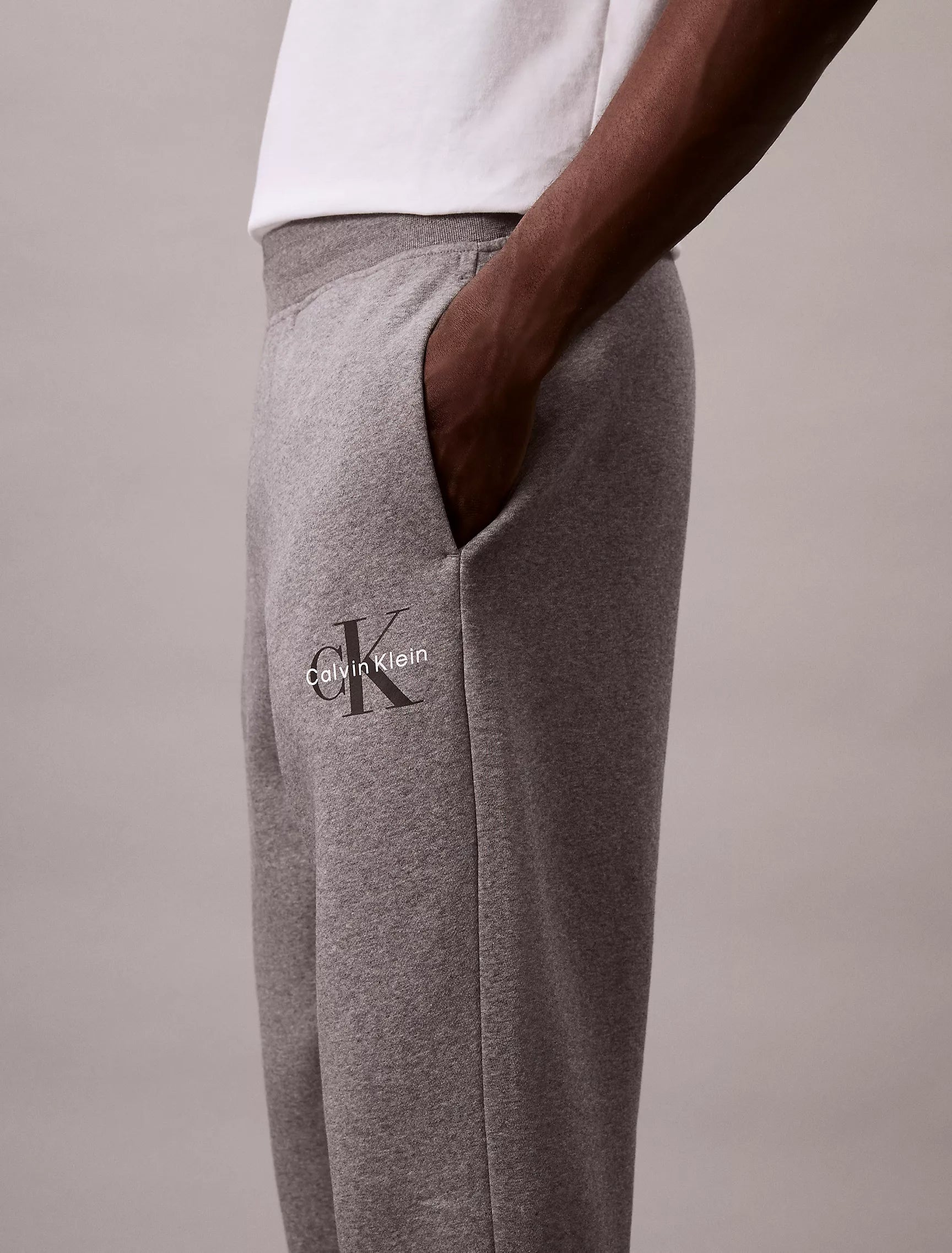 CALVIN KLEIN Mens' Monologo Fleece Joggers Grey Heather