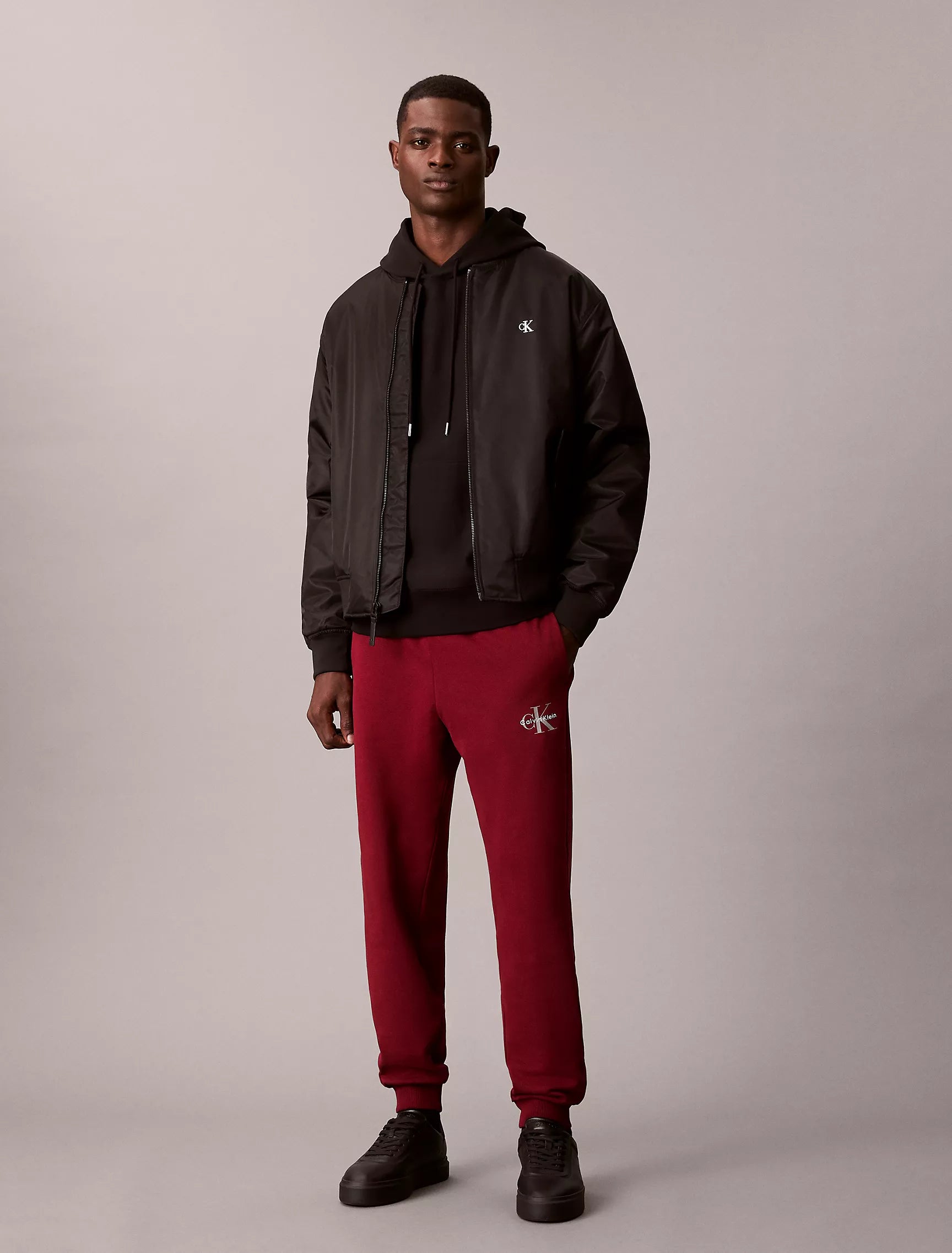CALVIN KLEIN Mens' Monologo Fleece Joggers Renaissance Red