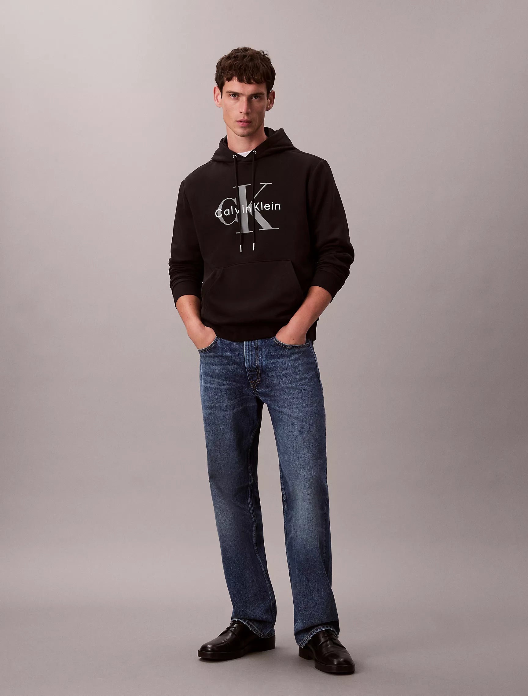 CALVIN KLEIN Mens' Monologo Fleece Hoodie Black