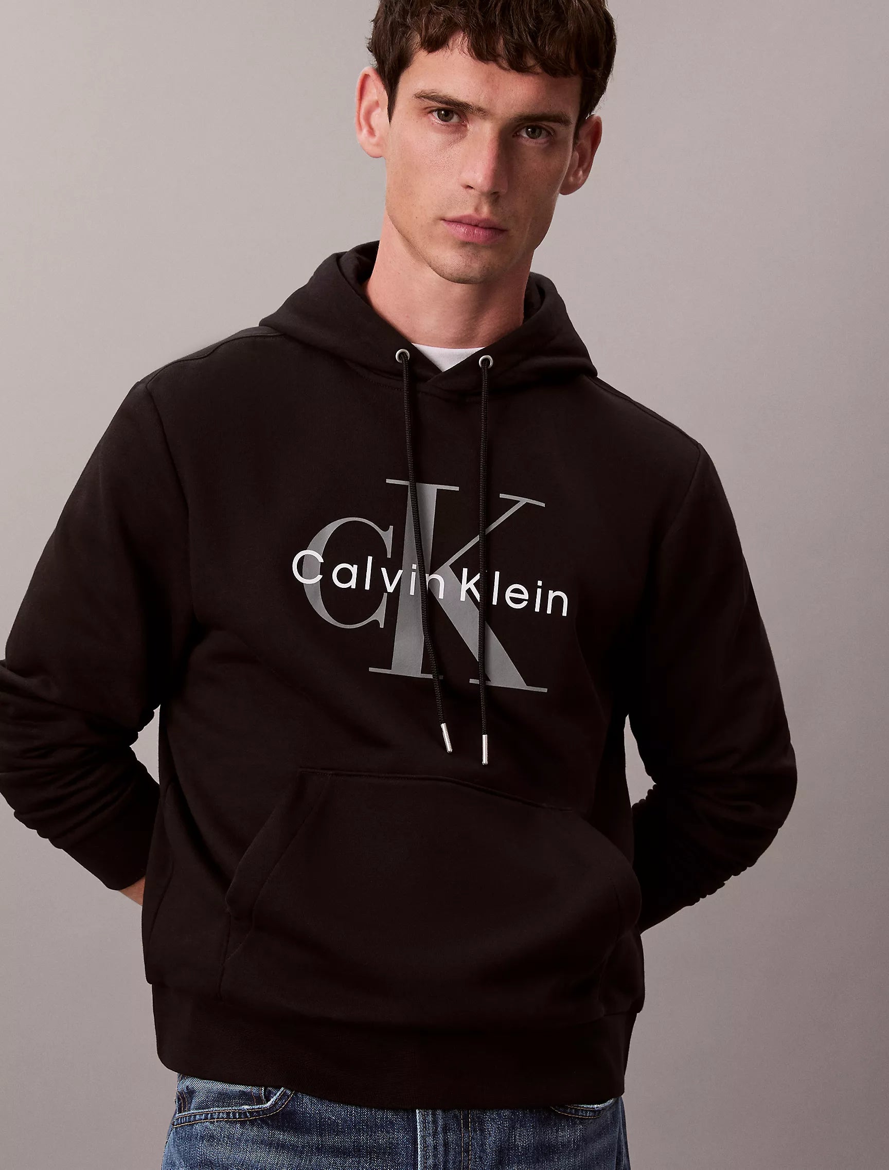 CALVIN KLEIN Mens' Monologo Fleece Hoodie Black