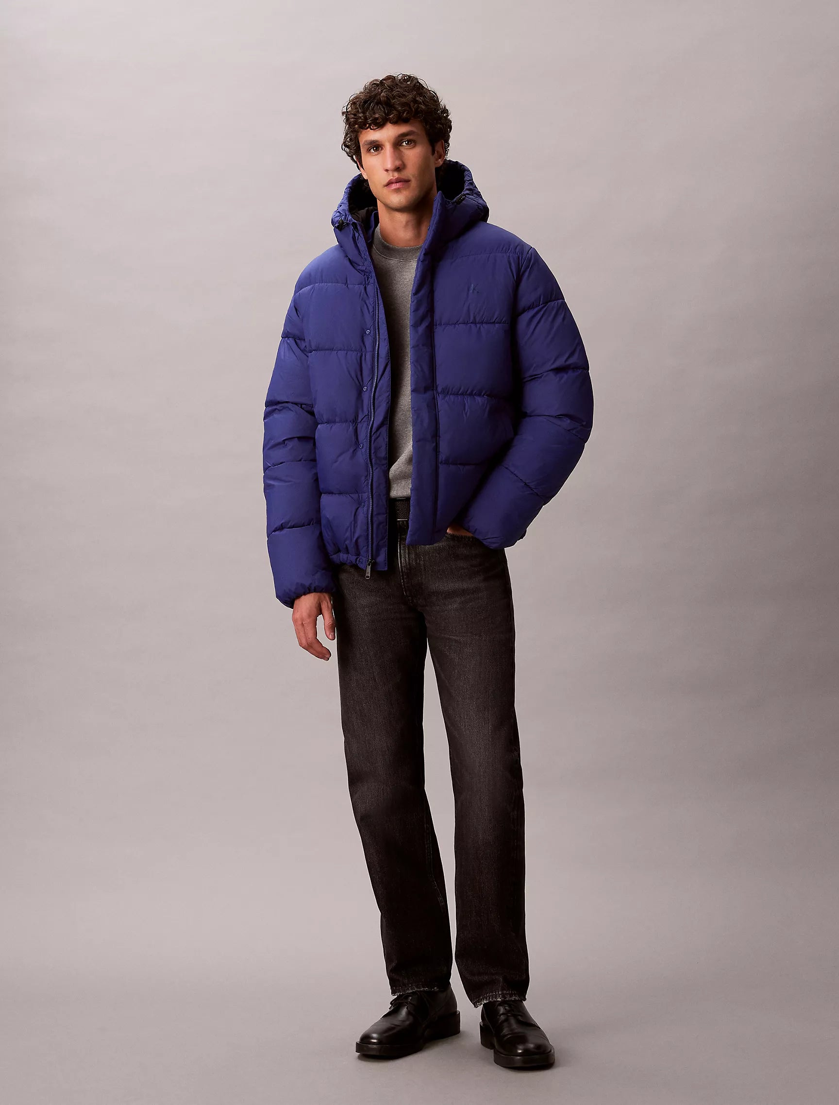 Calvin Klein Mens' Hooded Puffer Jacket Bellwether Blue
