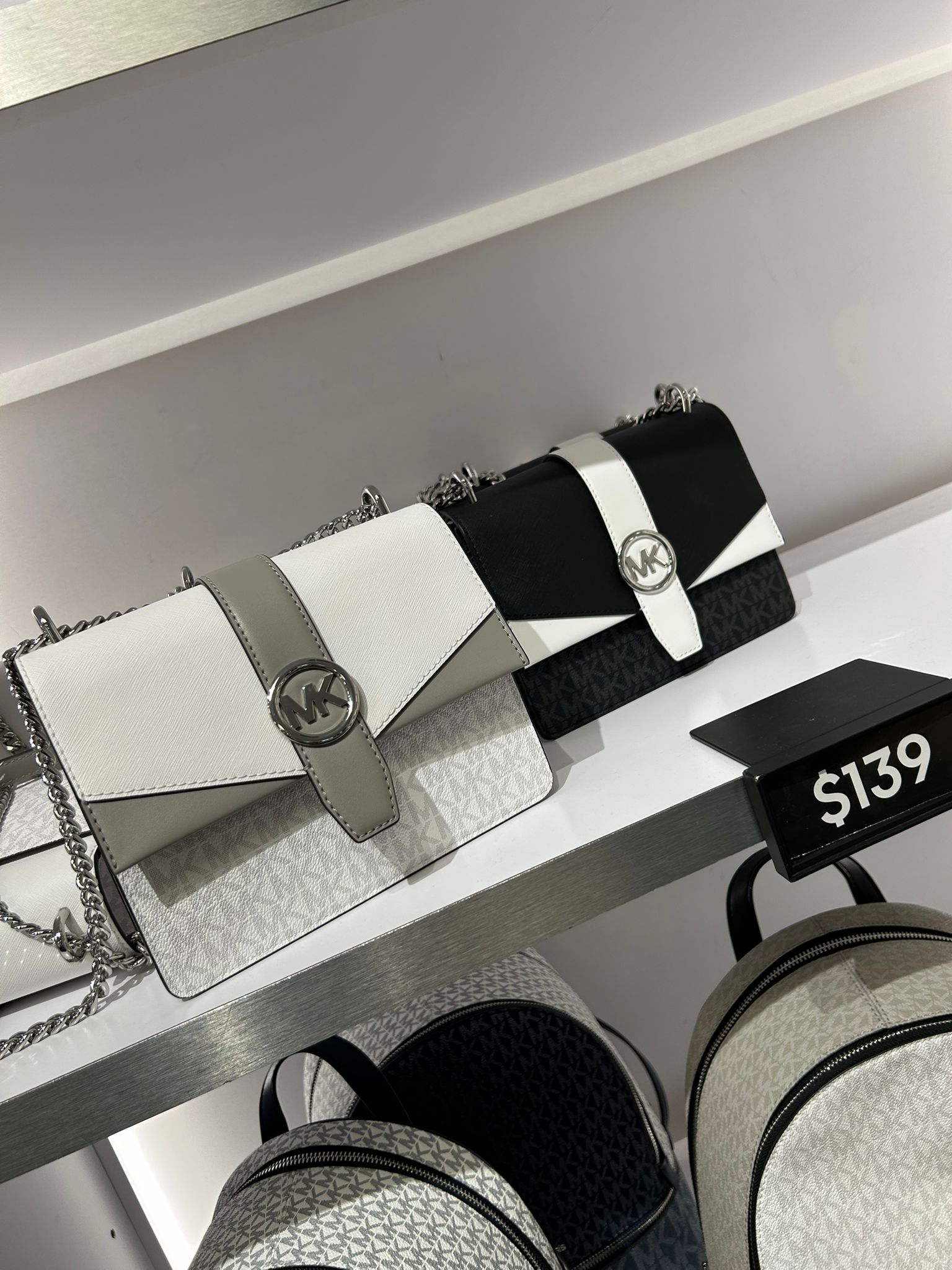 Womens' Michael Kors Greenwich Small Color-Block Signature Logo Crossbody Bag BLACK COMBO