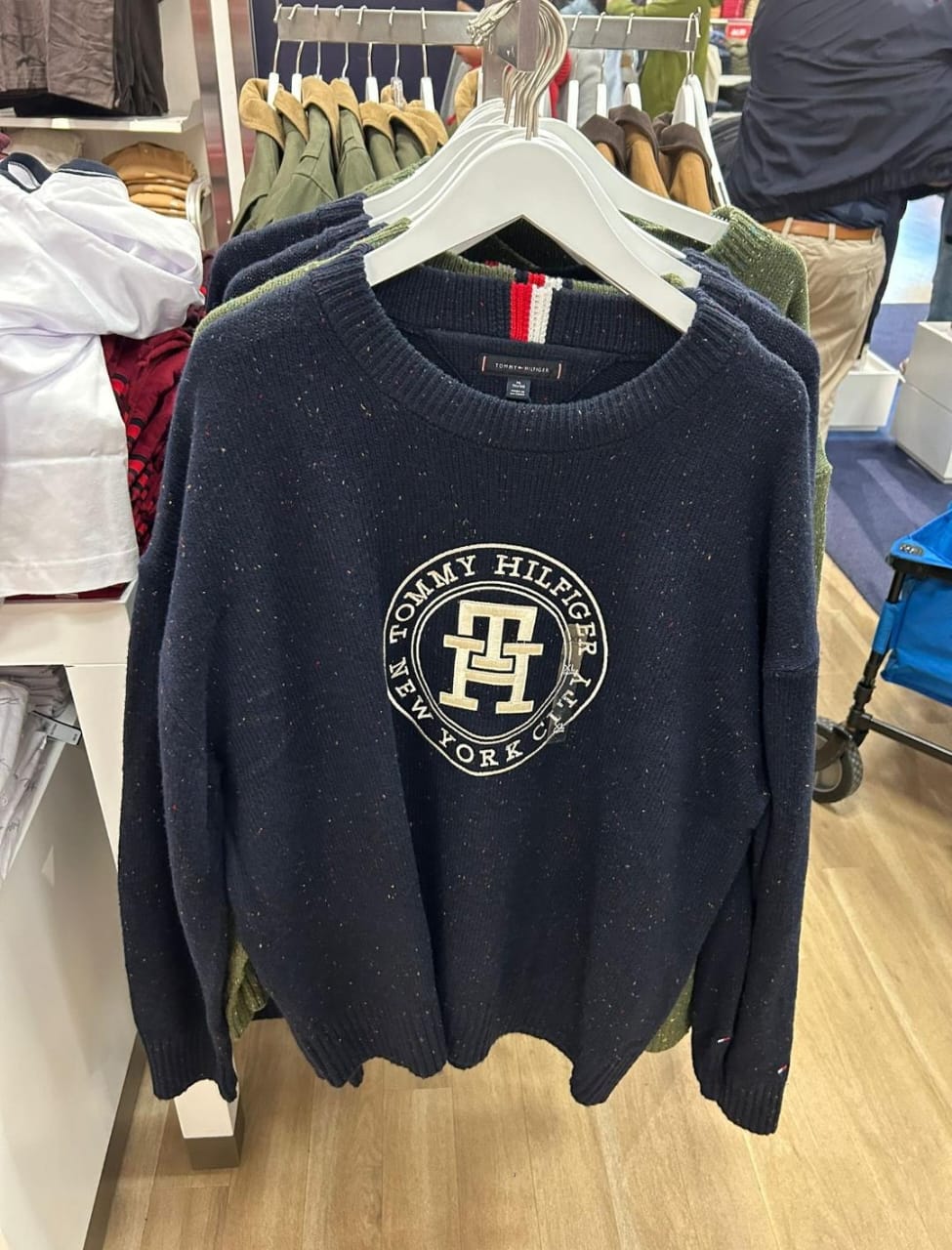 MENS' Tommy Hilfiger Sweater with label embroidery, navy blue