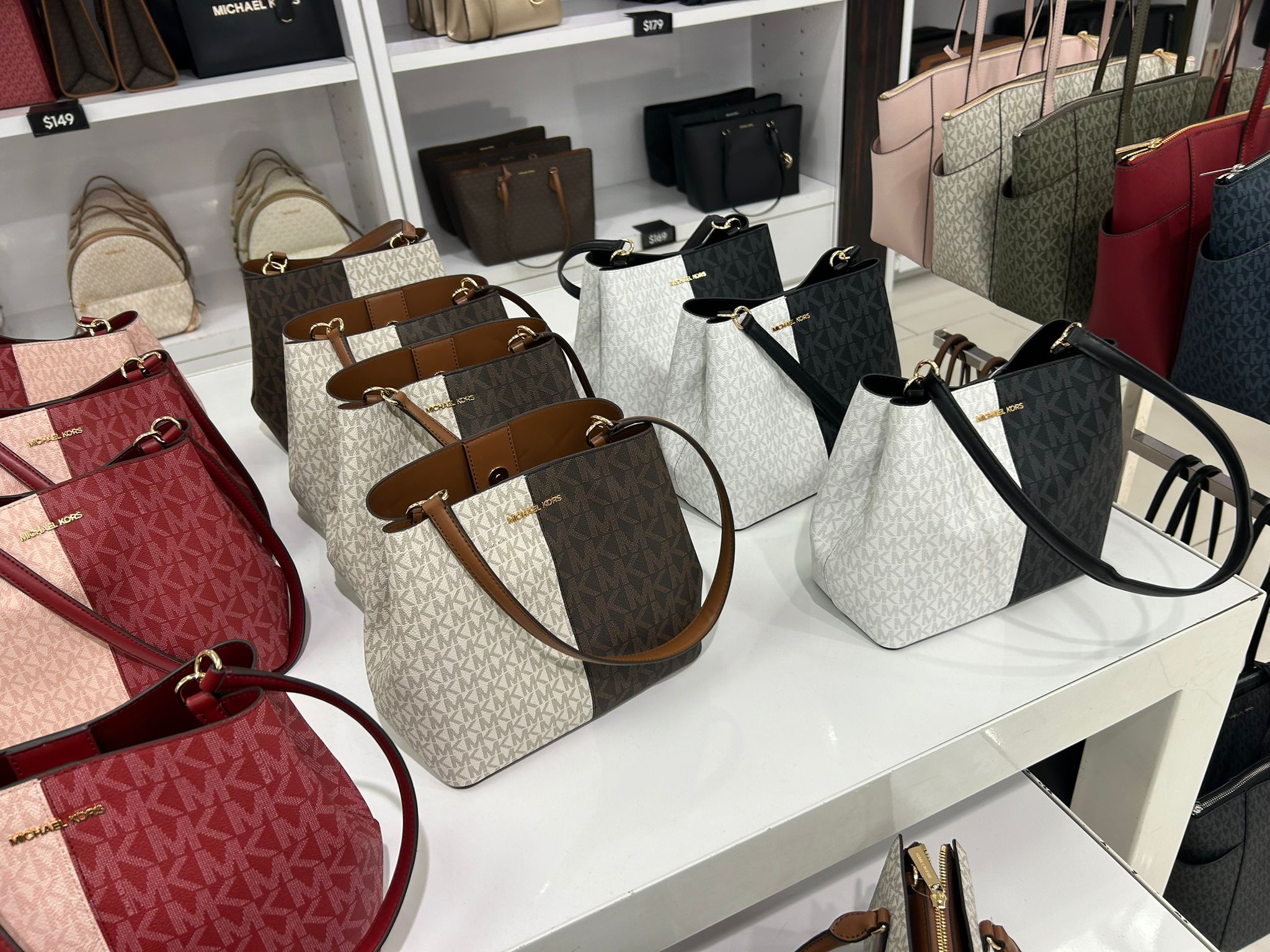 Michael Kors WOMENS' Pratt Medium Two-Tone Metallic Signature Logo Shoulder Bag MULTI BROWN