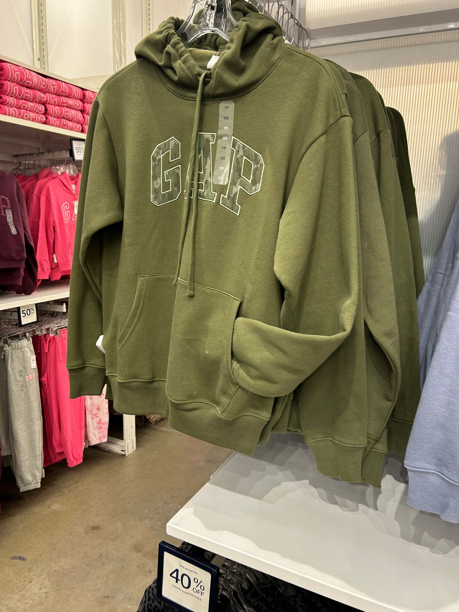 Womens' GAP Pullover Logo Vintage Fleece-Lined Hoodie