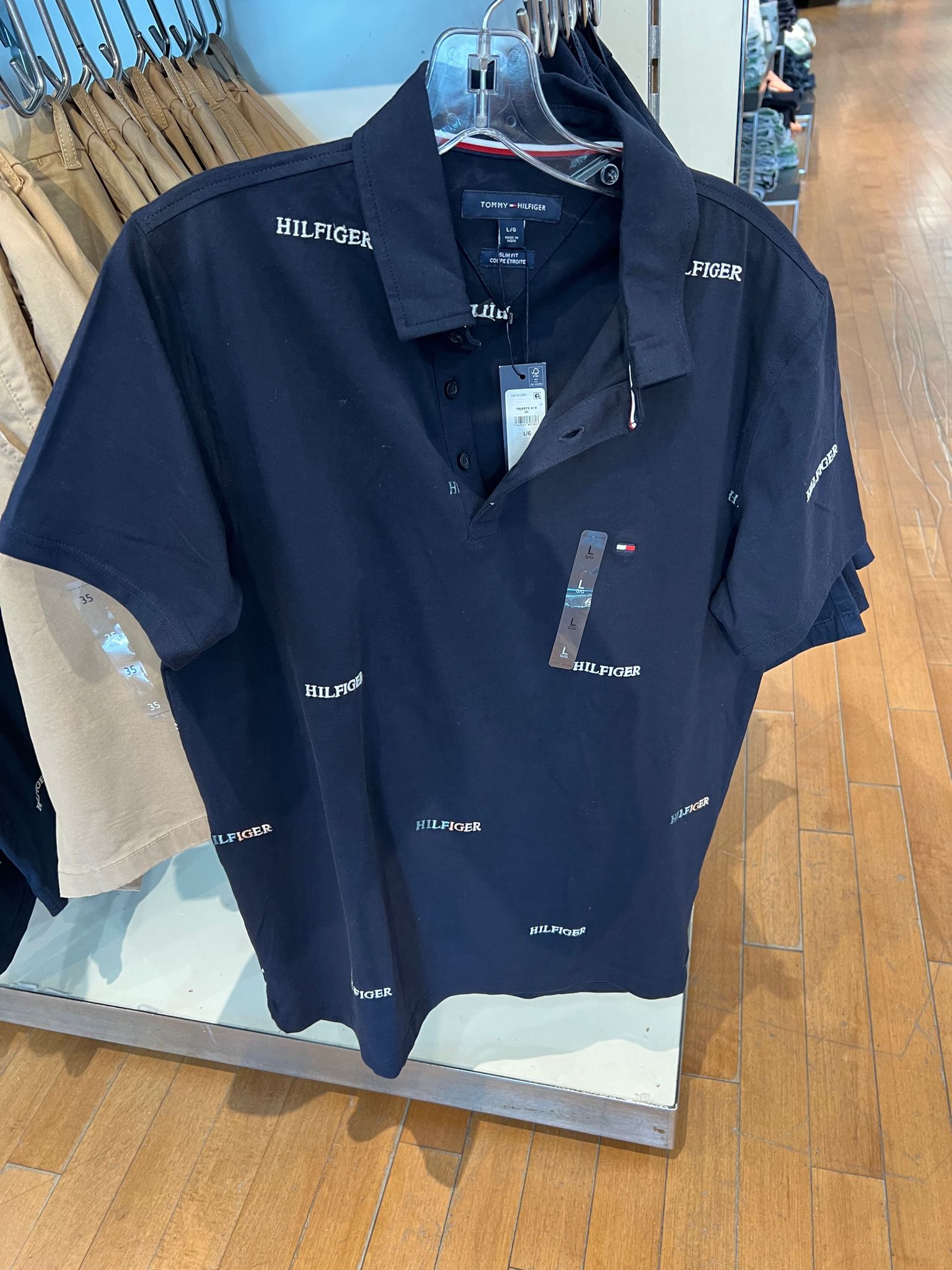 Tommy Hilfiger Mens dark blue embroidered logo slim fit all over logo singnature
