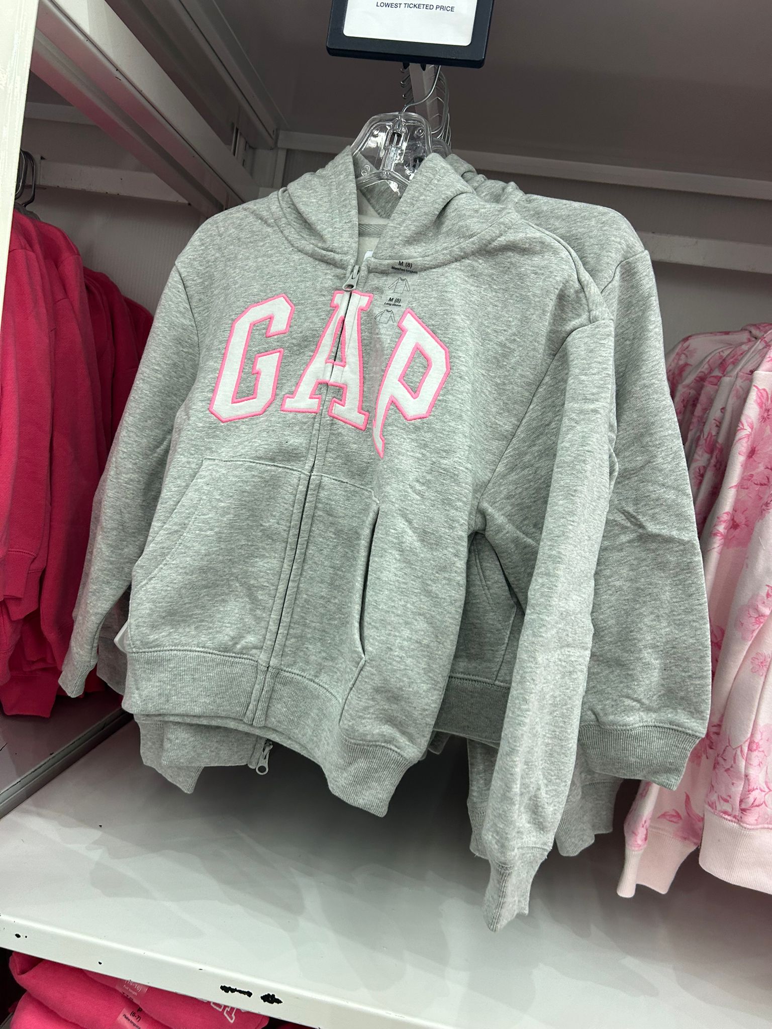 Girls Gap Purple Relaxed Gap Logo Zip Hoodie Gray And White Marl