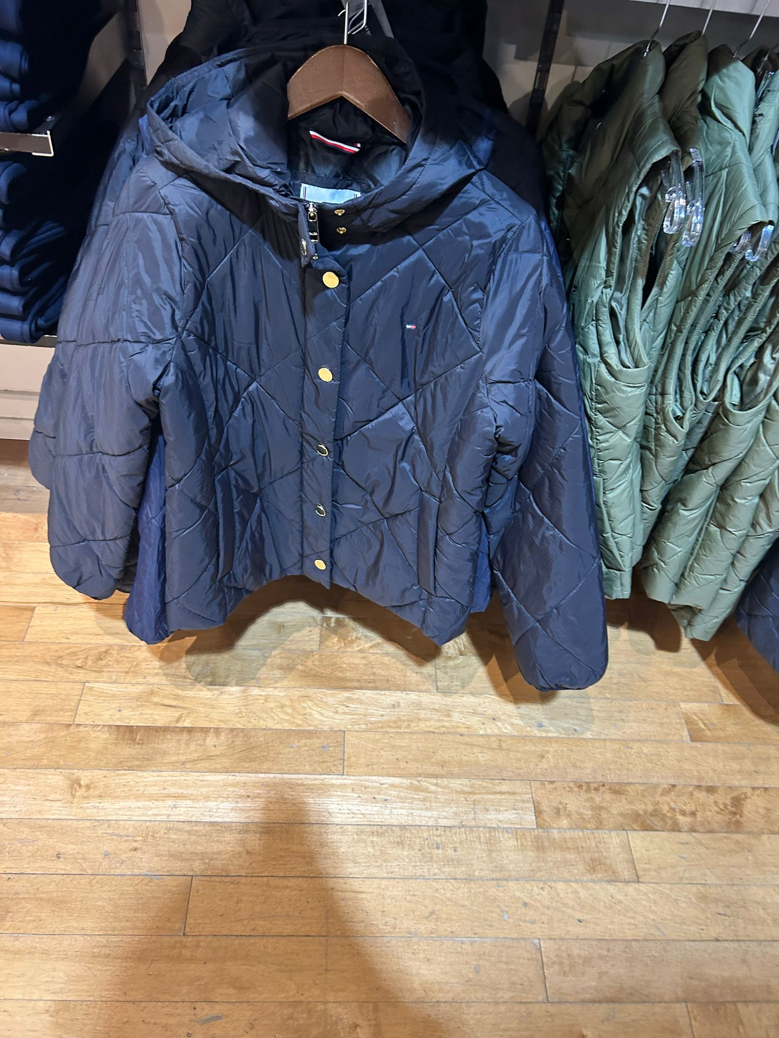 Tommy WOMENS' Hooded Padded Quilted Jacket Navy