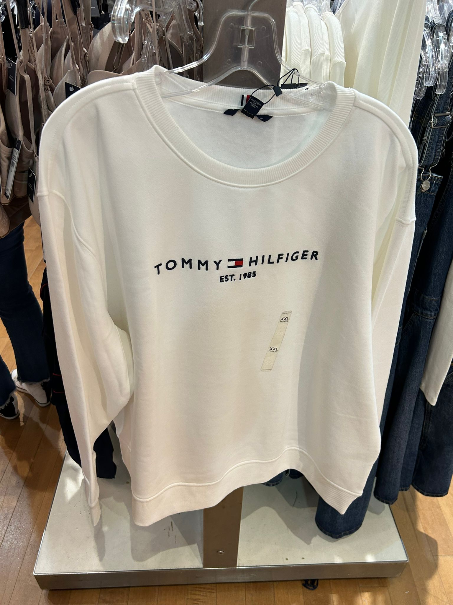 WOMENS' TOMMY HILFIGER Logo Cotton Crew Neck Sweatshirt
