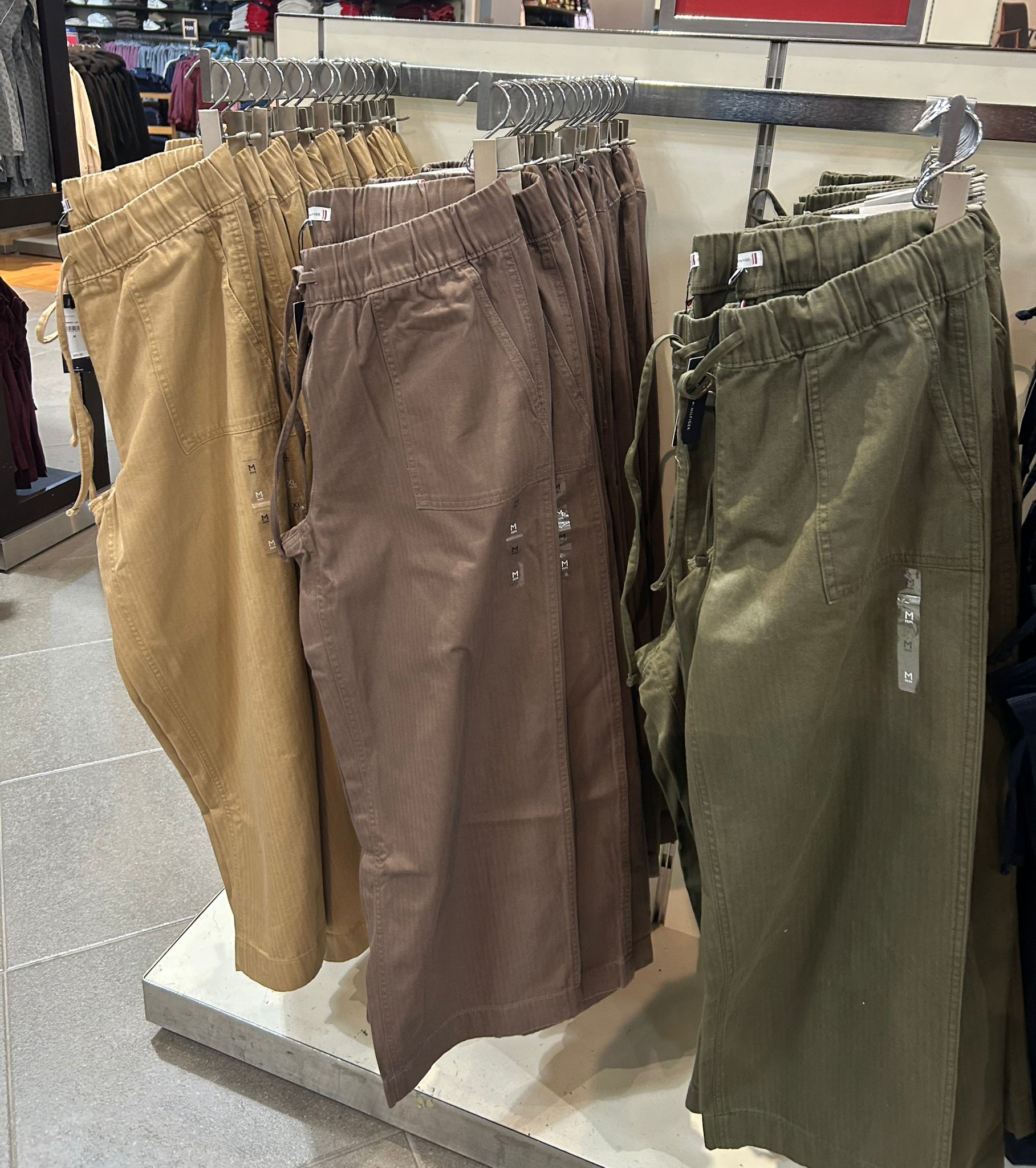 Tommy Womens' Herringbone Twill Wide-Leg Pant Classic Khaki