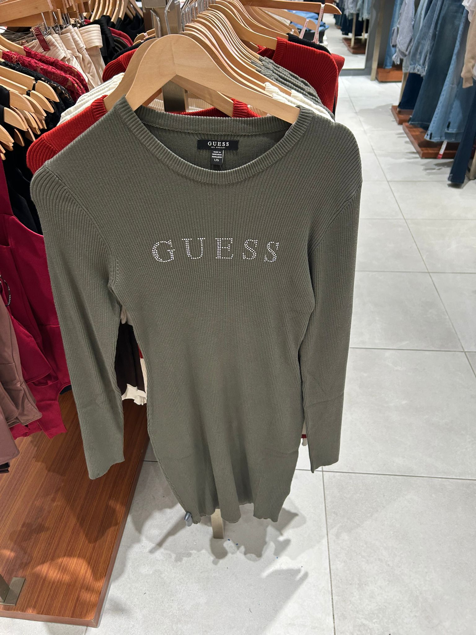 Guess WOMENS' Amiri Solid Long-Sleeve Sweater Dress green