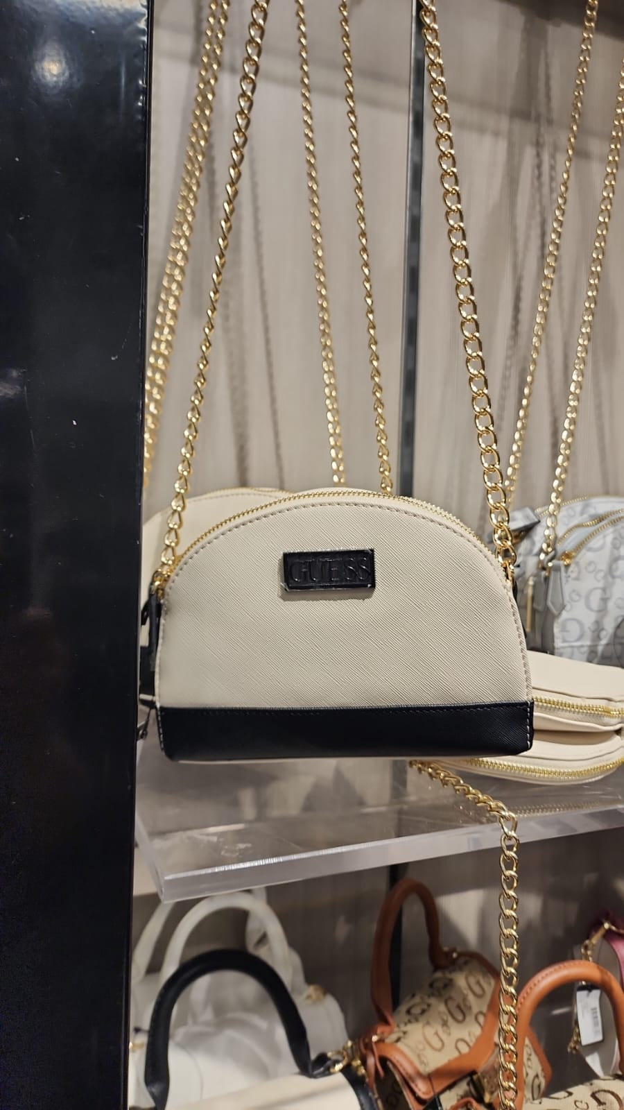 Guess Womens' Sabrina Double-Zip Crossbody Bag /Off-white