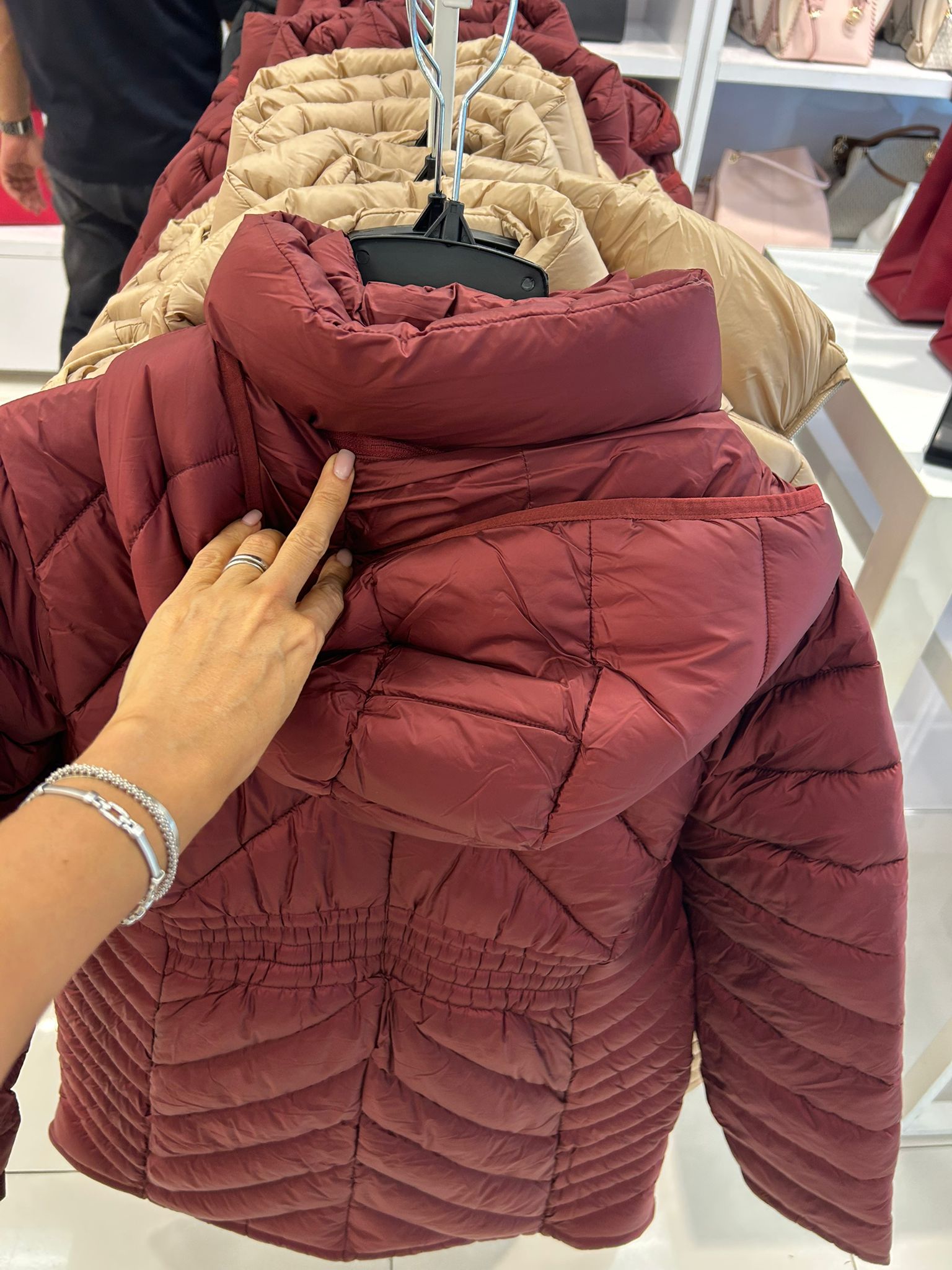 Michael Kors WOMENS' Packable Quilted Nylon Puffer Coat CHERRY