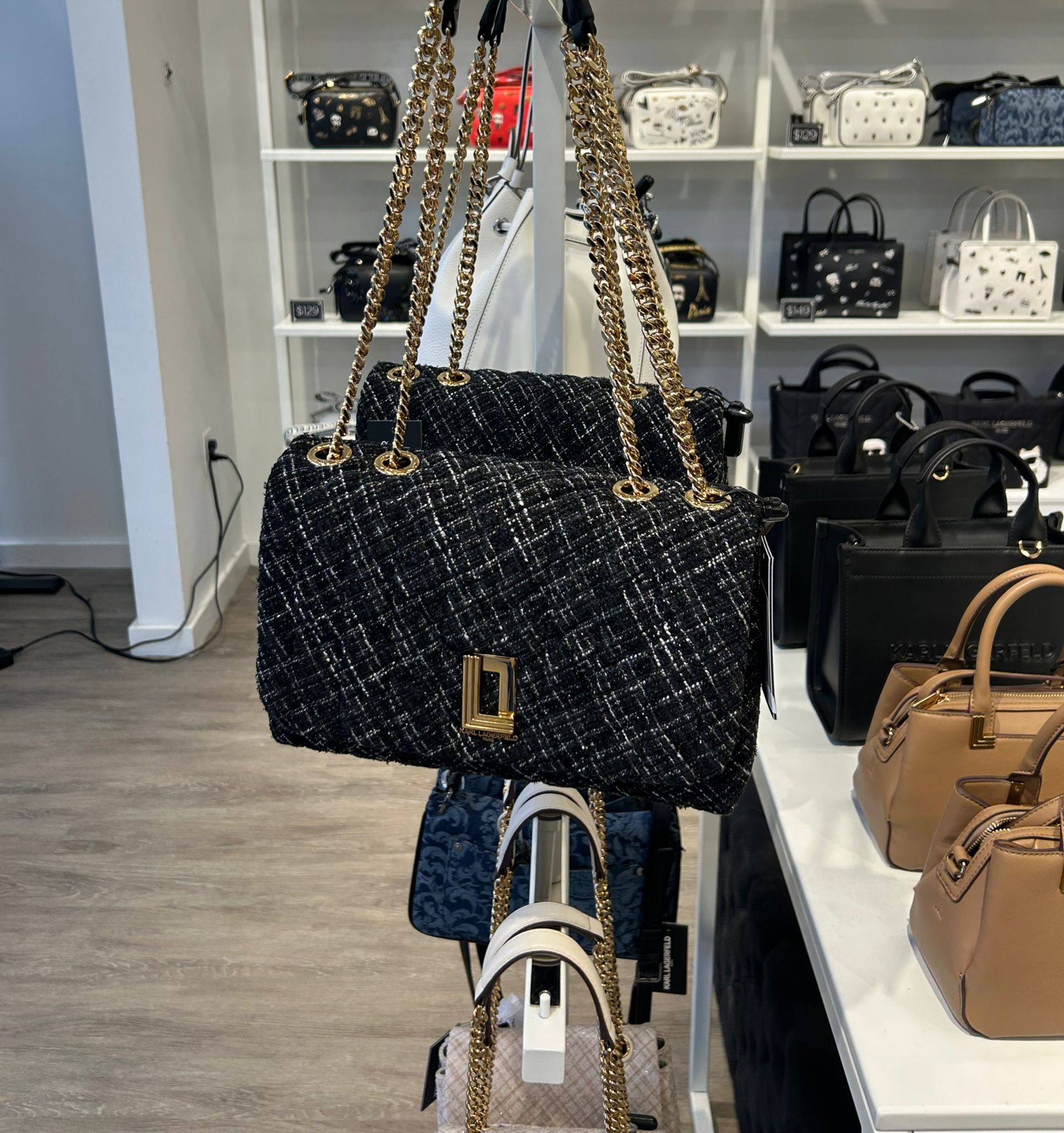 Karl Lagerfeld Womens' LAFAYETTE TWEED SHOULDER BAG