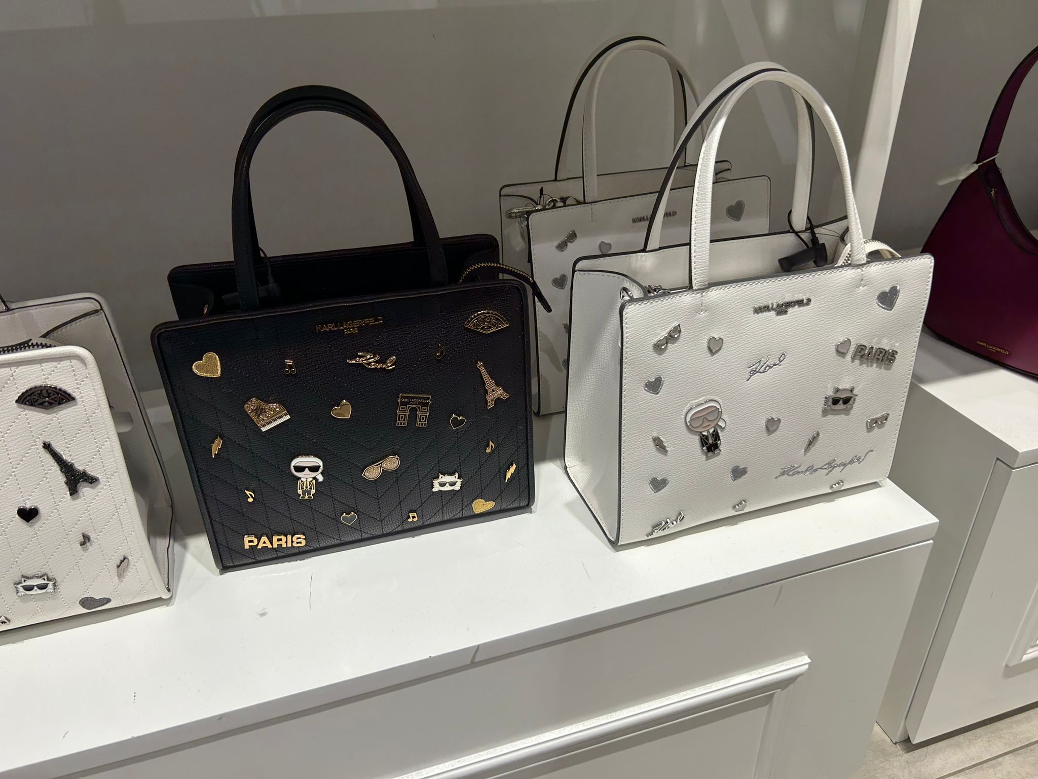 Karl Lagerfeld Paris Womens' MAYBELLE SATCHEL WITH PINS WHITE