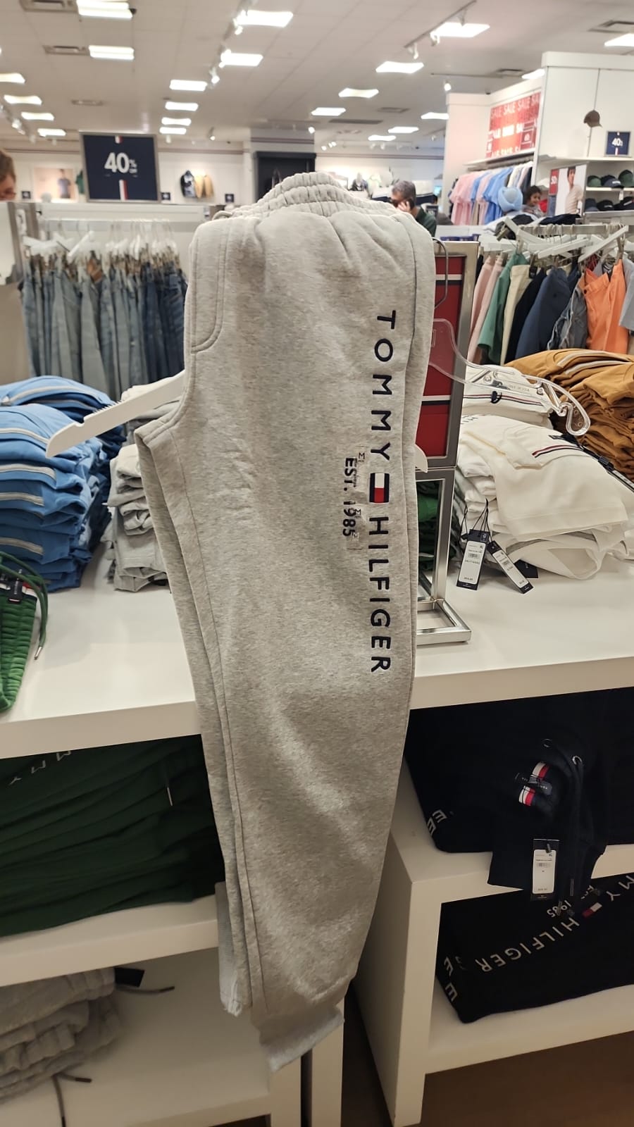 Tommy Mens' Tommy Logo Sweatpant/ Grey Heather