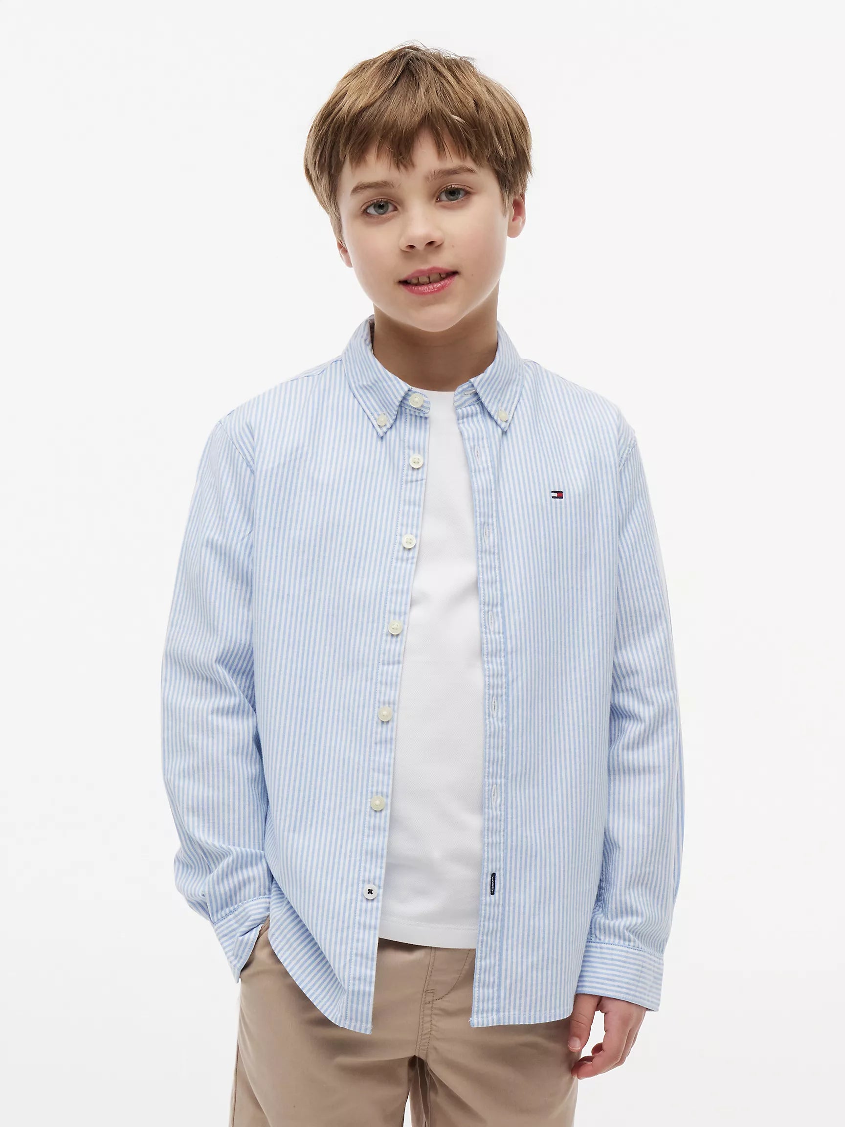 Boys' Stripe Stretch Oxford Shirt Tommy Hilfiger - Blue