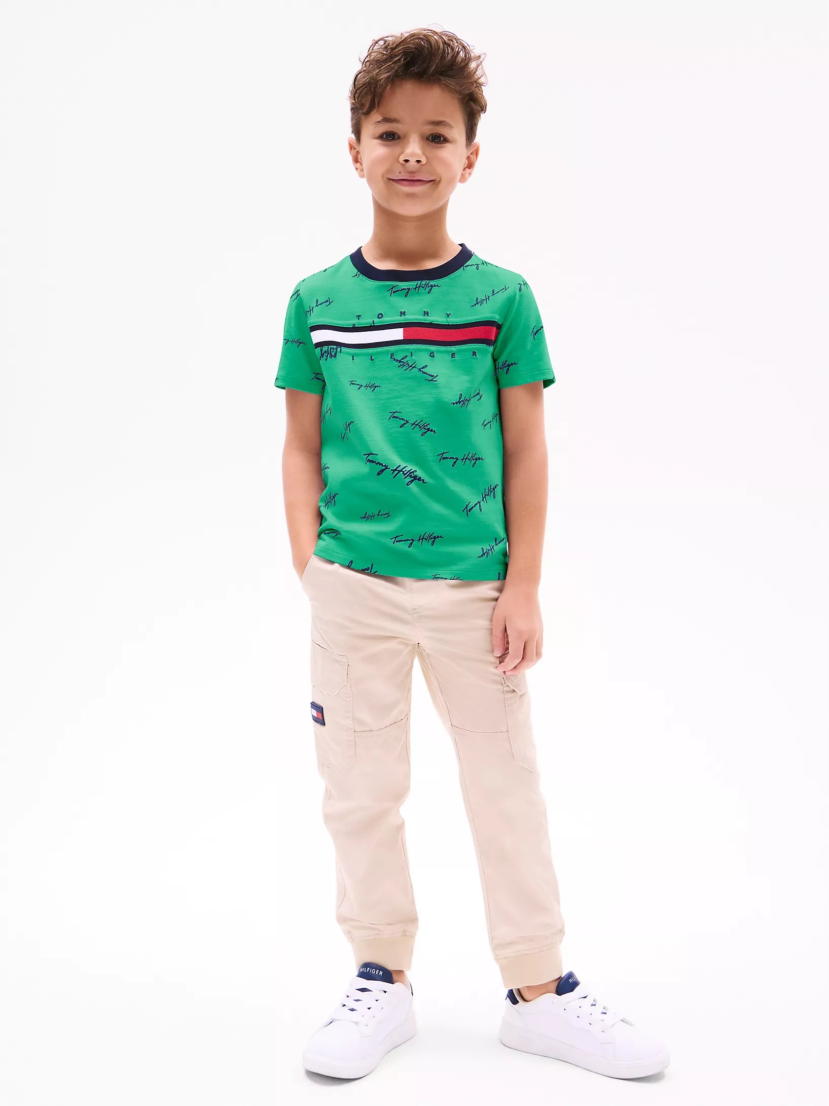 Boys' Tommy Signature Flag Stripe Logo T-Shirt