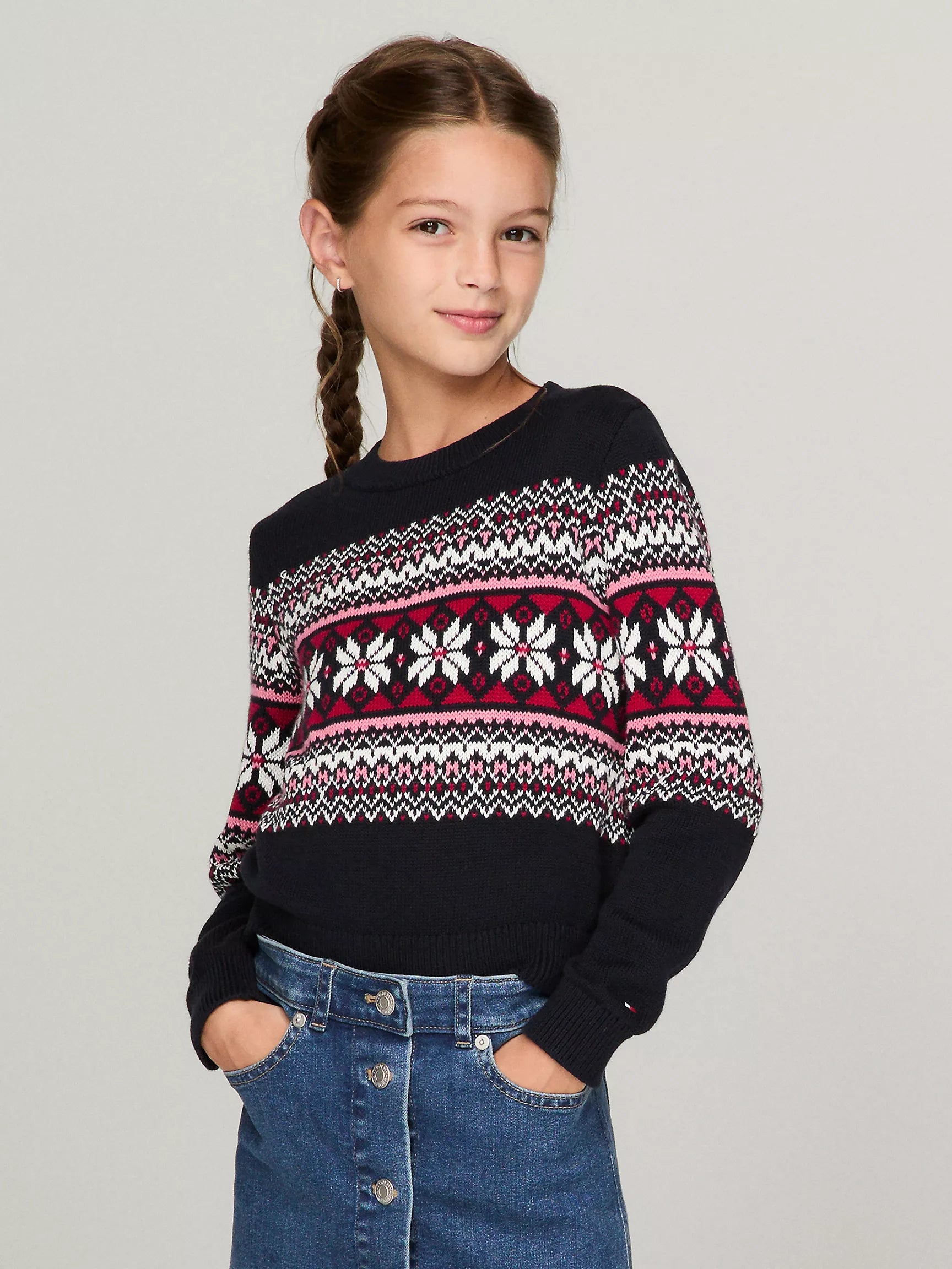 Girls' Hilfiger Fair Isle Crewneck Sweater