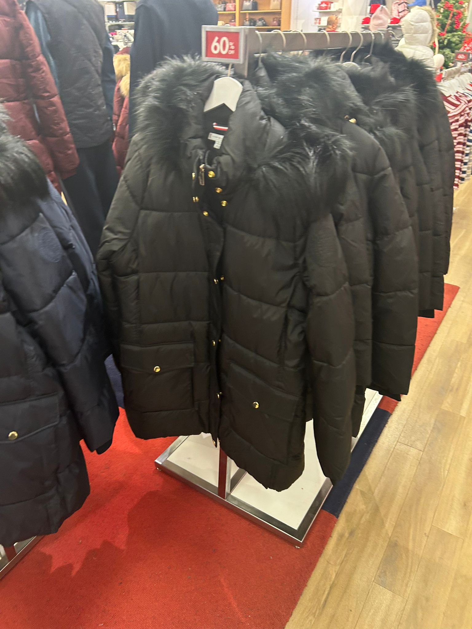 TOMMY WOMENS' Hooded Puffer Coat Black