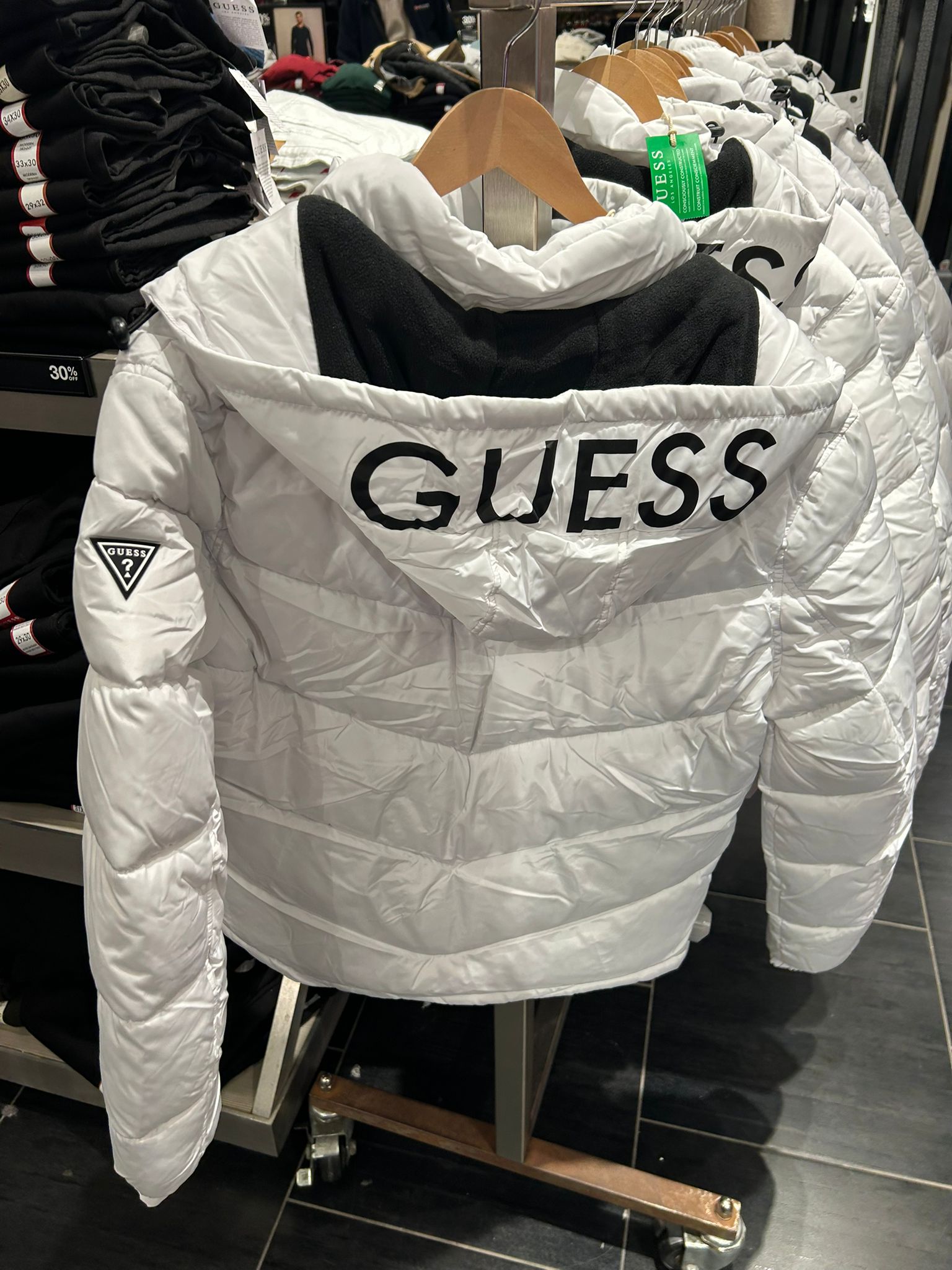 GUESS Mens' Eco Chano Puffer Jacket White