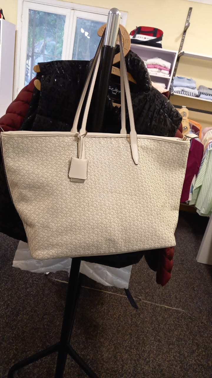 Womens' calvin klein Monogram Logo Pebble Medium Tote Bag