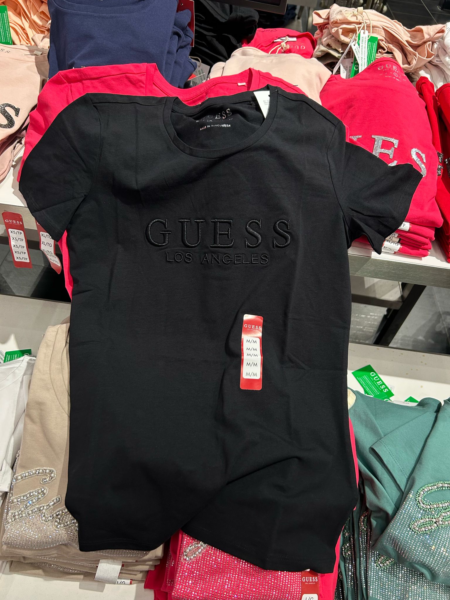 WOMEN GUESS Lizza Embroidered Logo Tee Black